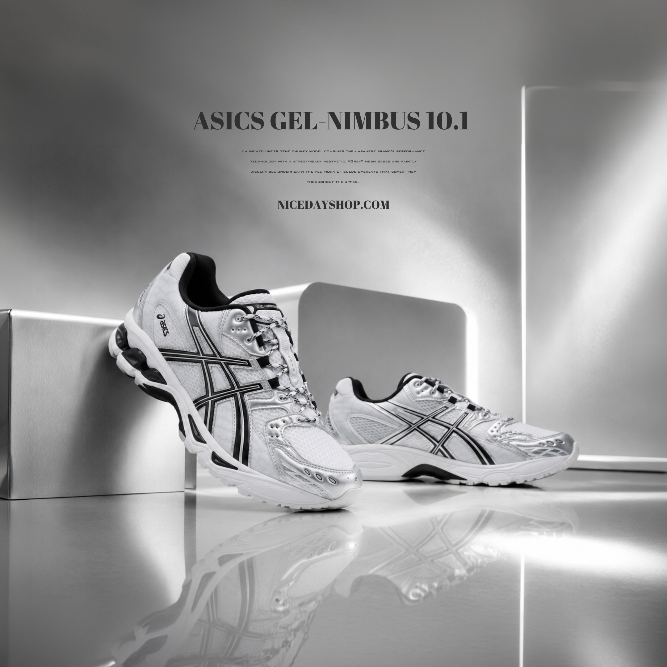 NICEDAY 代購 ASICS GEL-NIMBUS 10.1 黑銀 白 陰陽 復古 運動鞋 1203A780-101