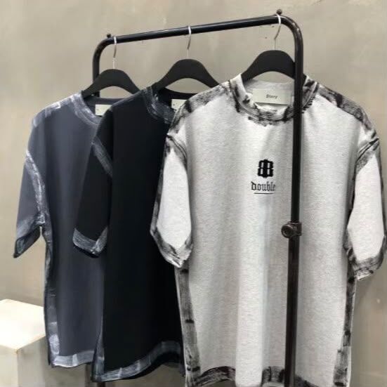 拼色英文字短袖Tee Double-B-044T