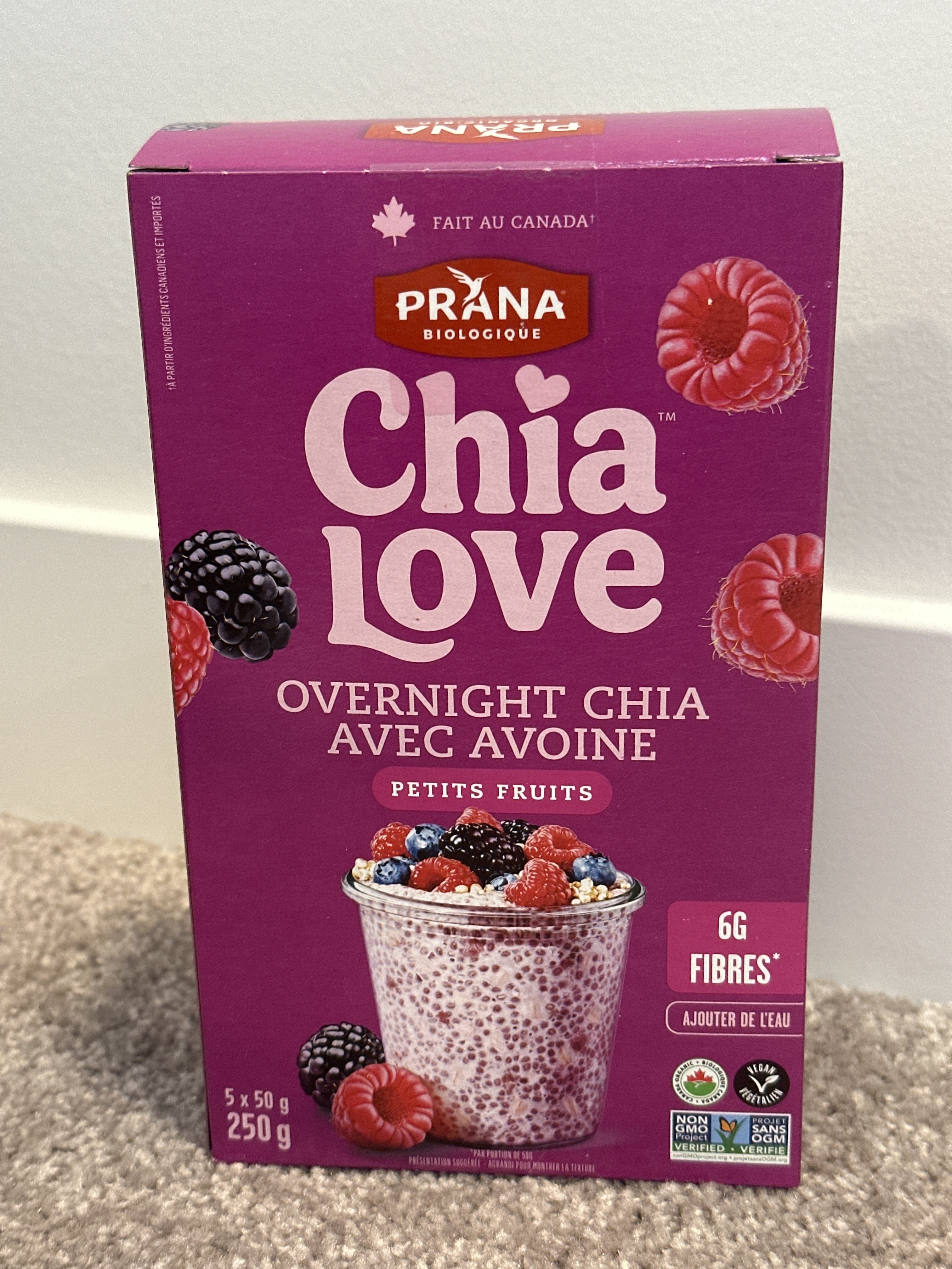 US01 Prana 有機燕麥奇亞籽 莓味 250g x2盒  **到期日: 約 2027/05