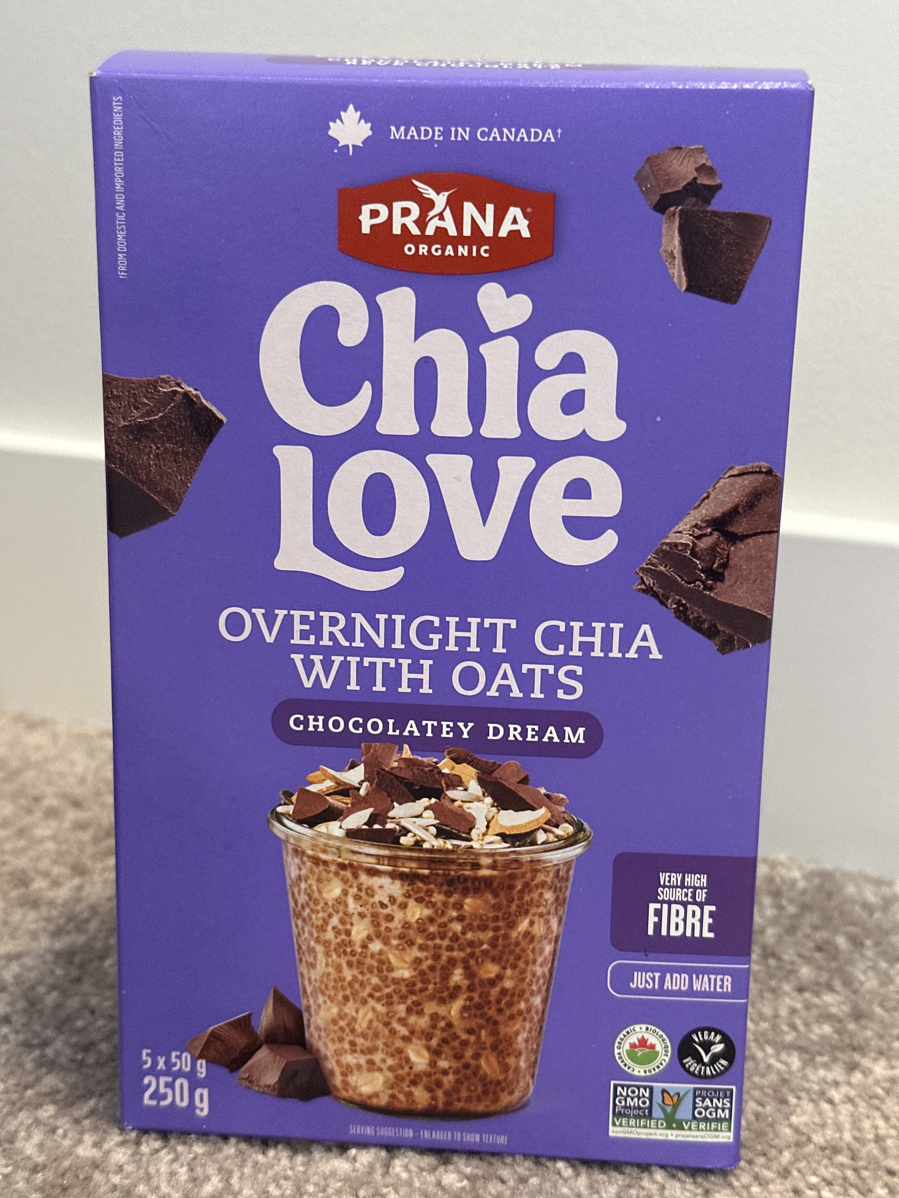 US02 Prana 有機燕麥奇亞籽 朱古力味 250g  x2盒  **到期日: 約 2027/05