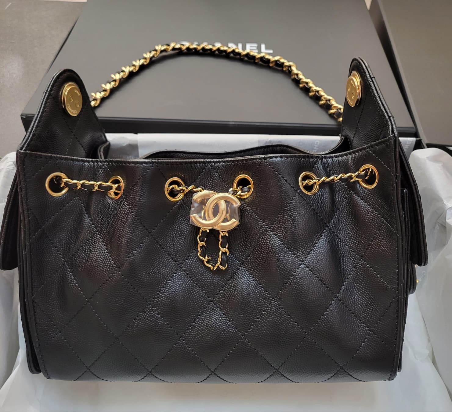 CHANEL AS5631 25 MINI BLACK GOLD CAVIAR 黑金
