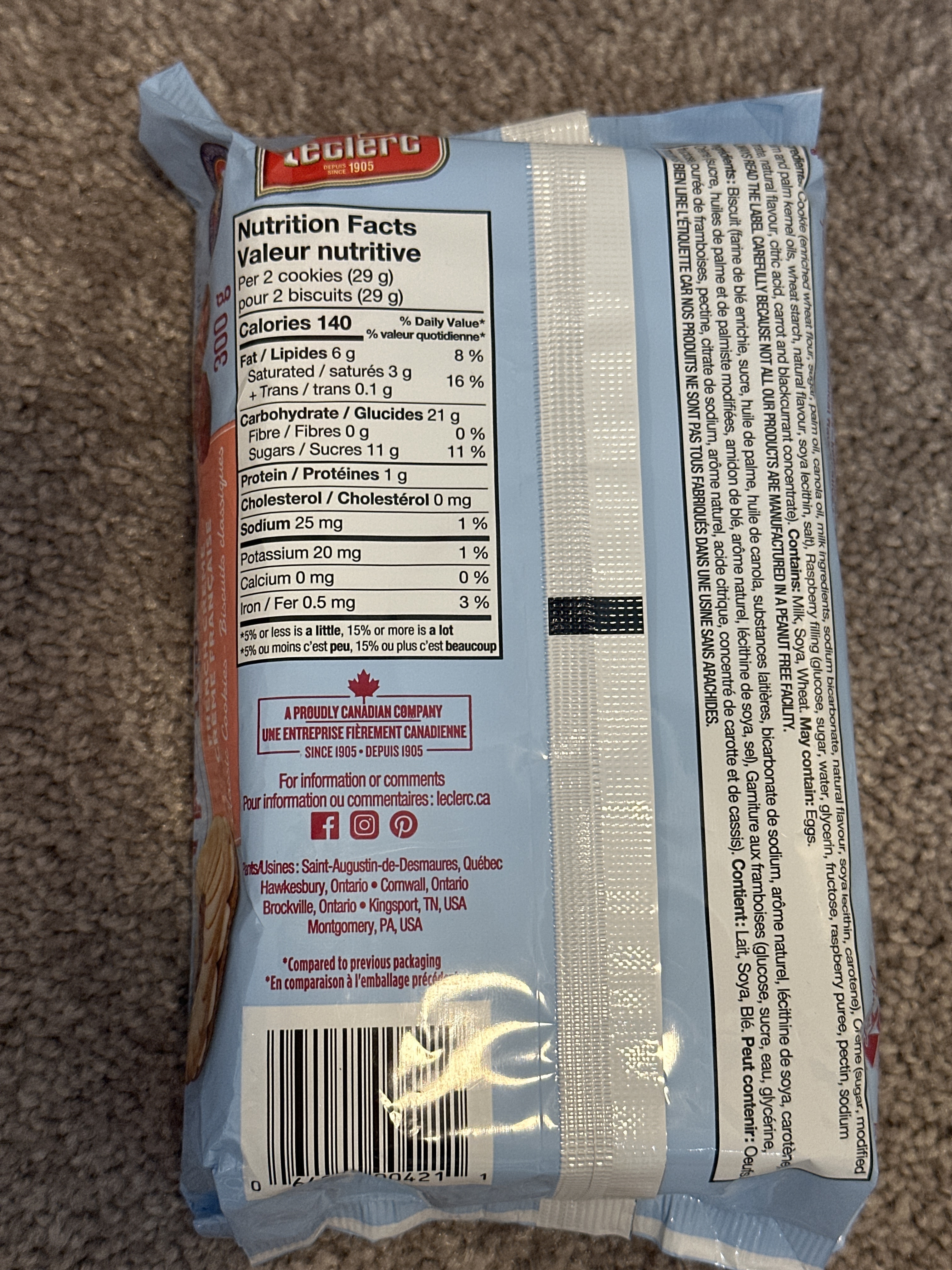US10 Leclerc 傳統法式忌廉餅 French Creme Cookies 300g   **到期日: 約 2027/01