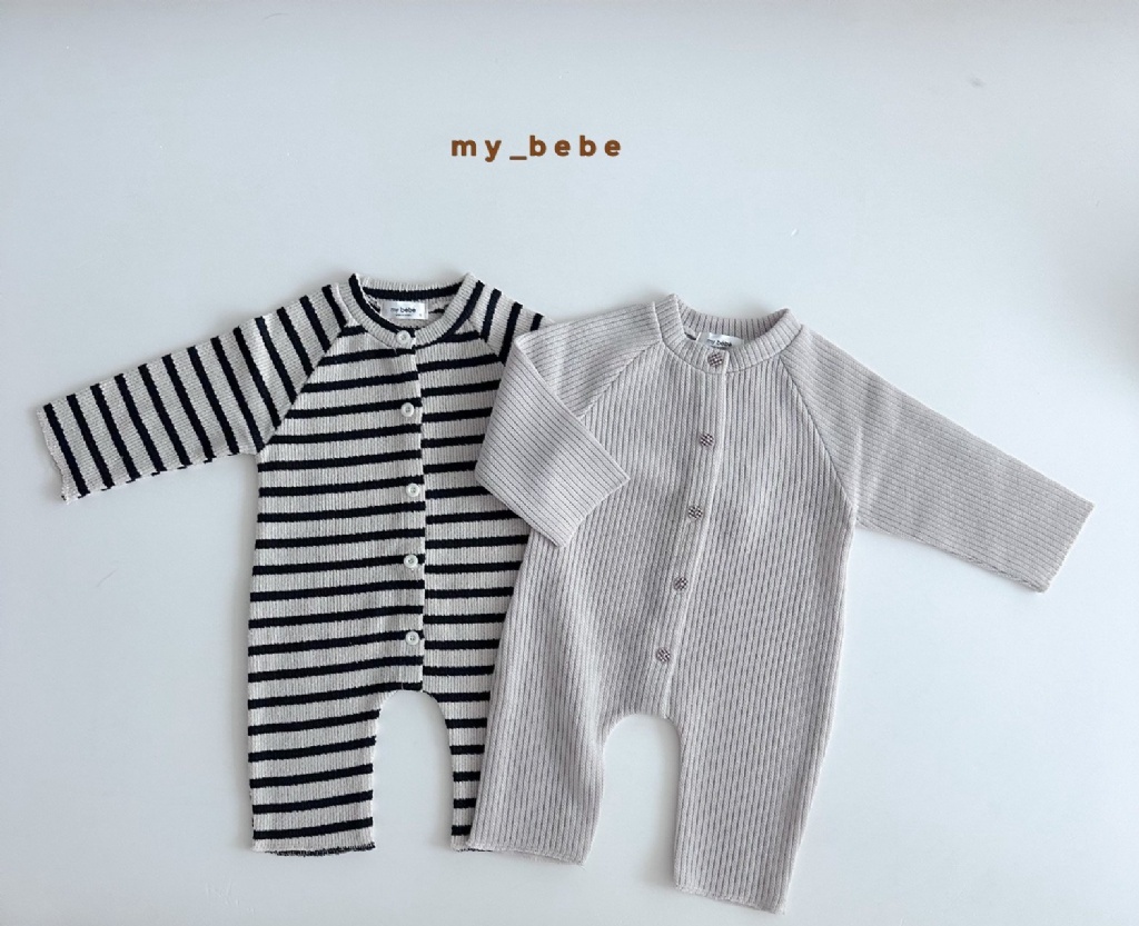 正韓秋MYBEBE 嫩嬰日系鈕扣包屁連身衣