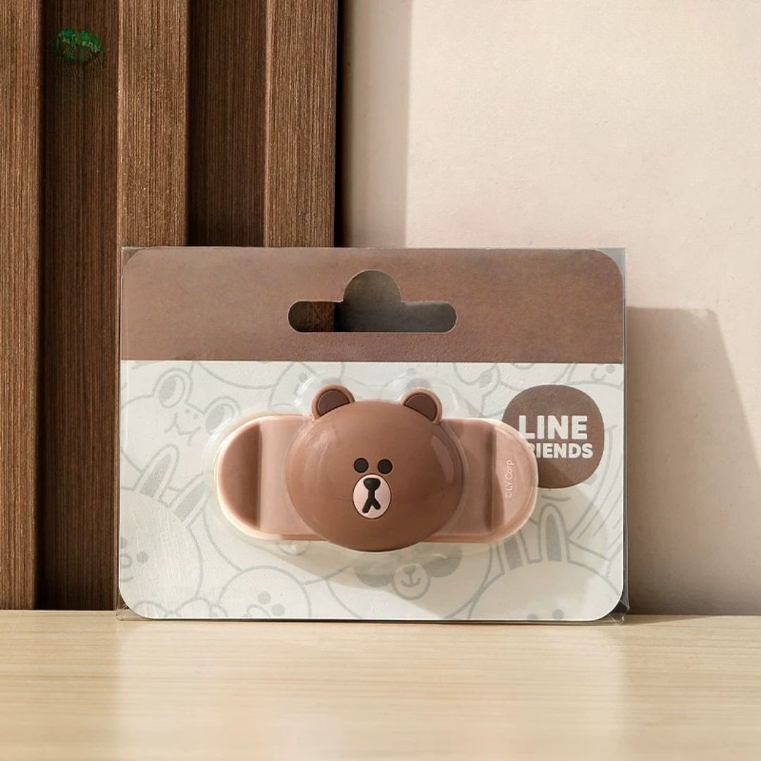 LINE FRIENDS 數據線充電線-多功能固線收納夾-BROWN
