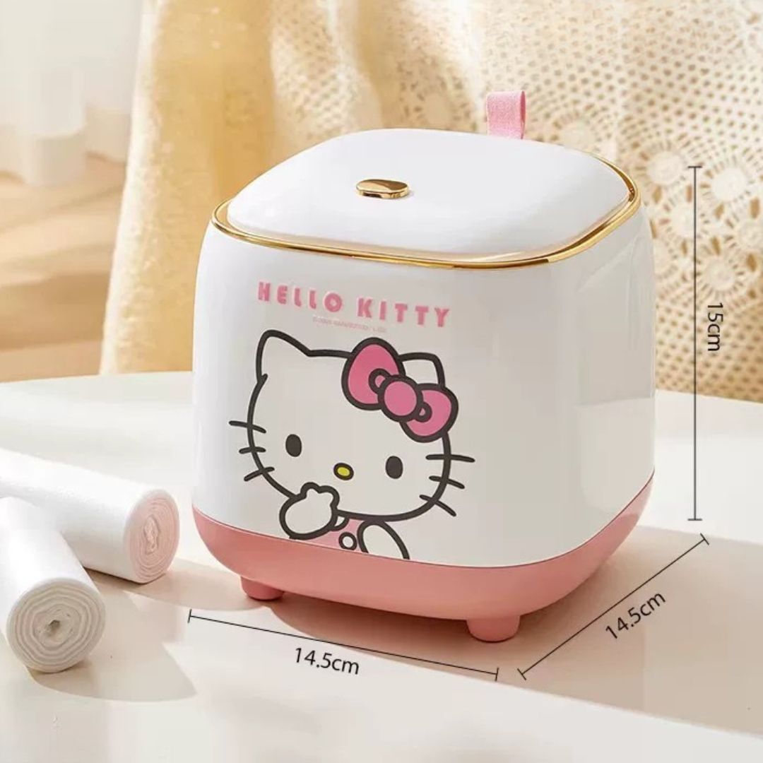 Hello Kitty Sanrio 彈蓋式桌面垃圾桶|1.5 公升