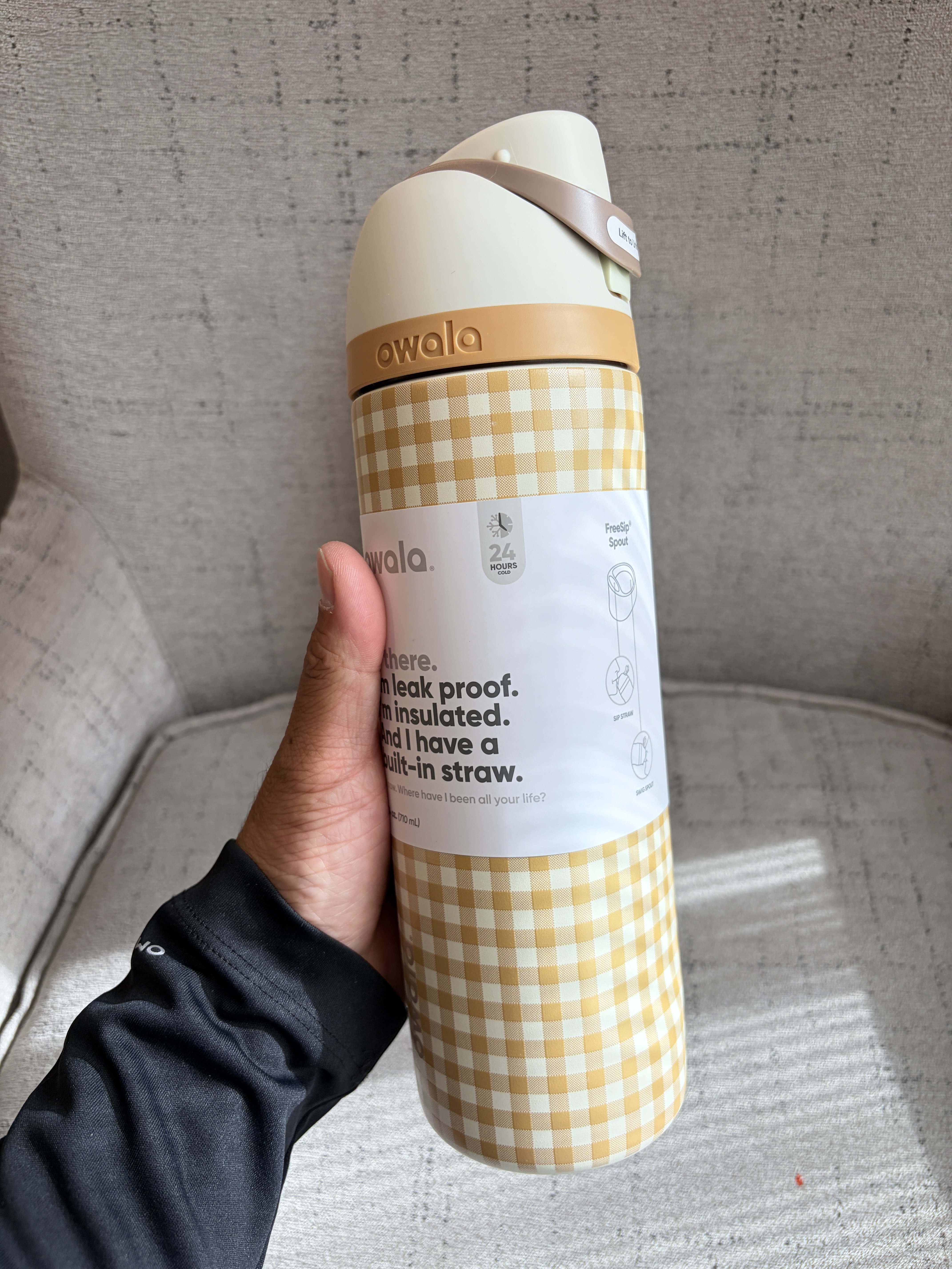 【限時】Owala(710ml 24oz) 格紋系列不鏽鋼 FreeSip 水壺 (內有吸管)