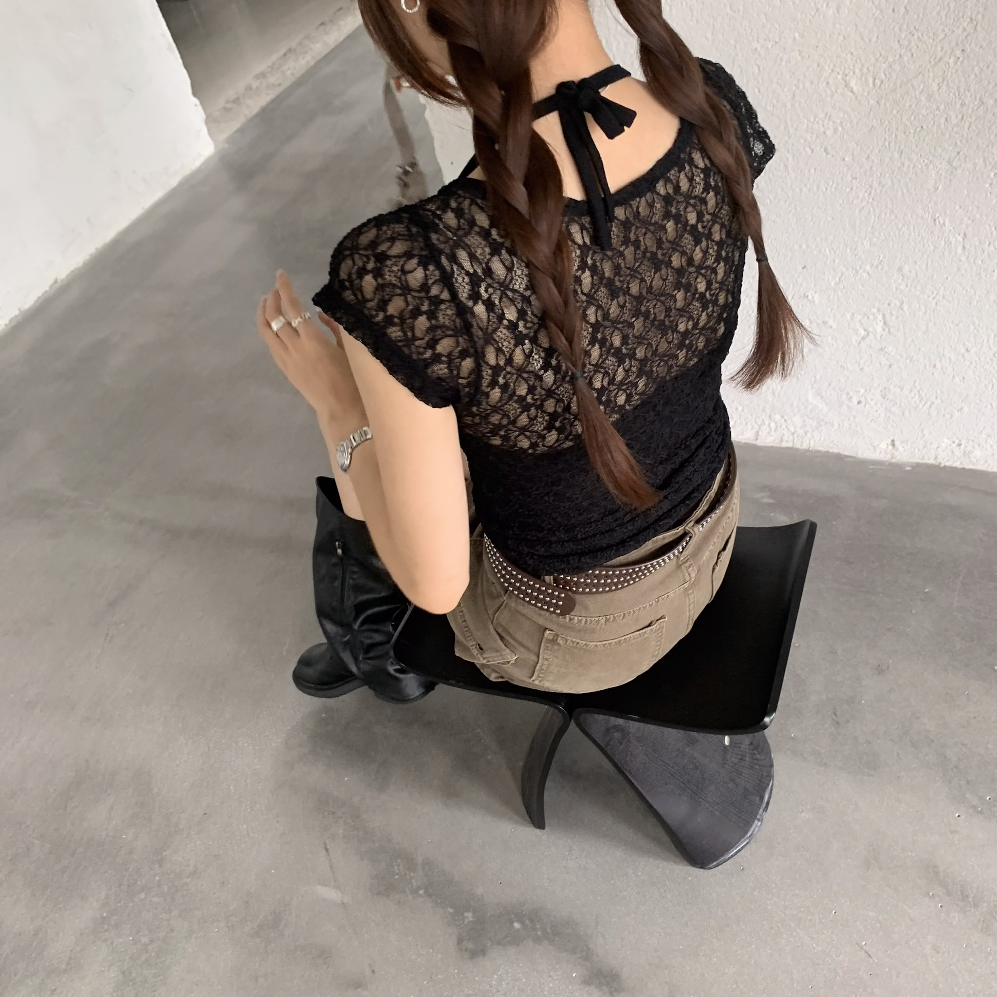 ISA_【ISA MADE】蕾絲控! (1+1)桃心領繞脖套裝_66023