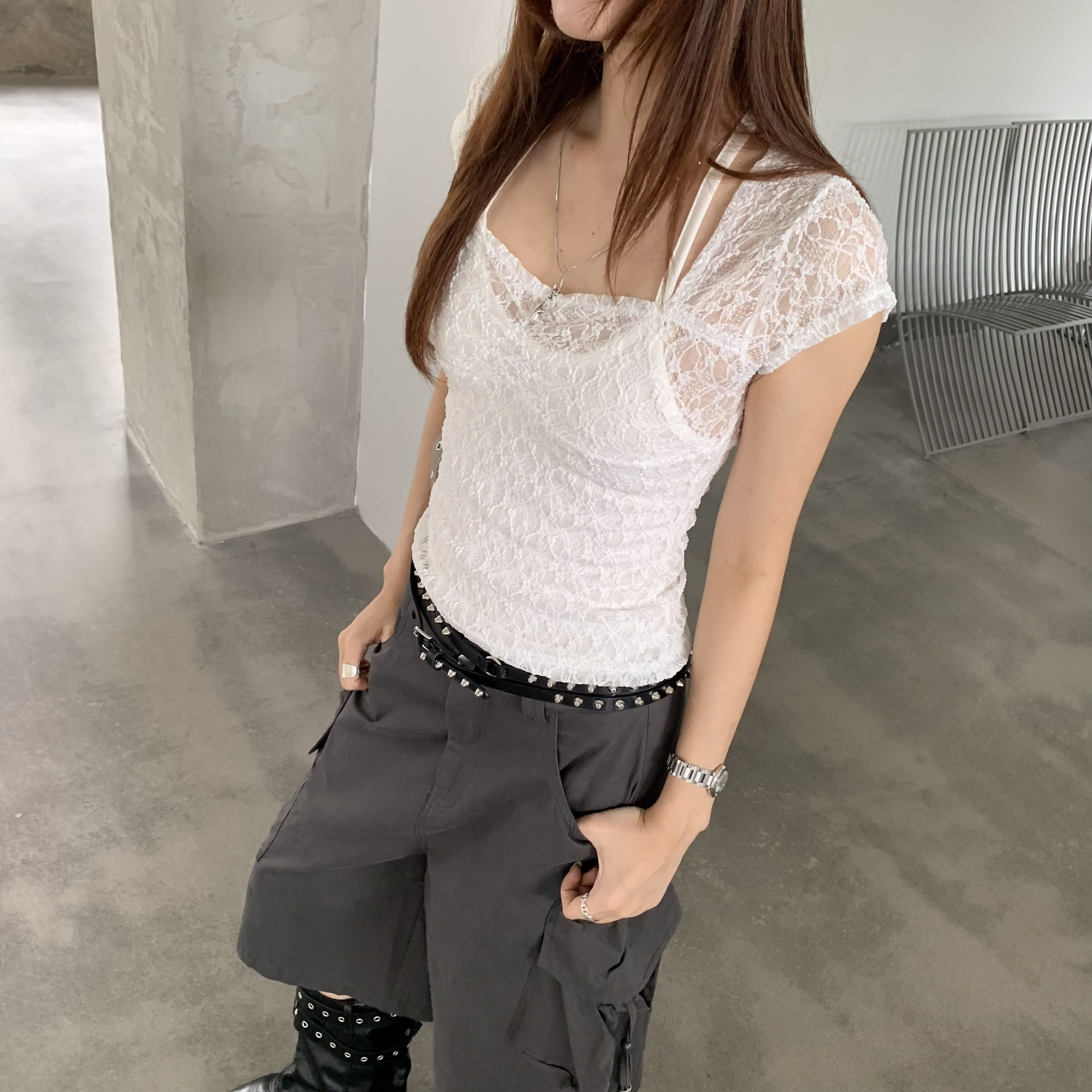 ISA_【ISA MADE】蕾絲控! (1+1)桃心領繞脖套裝_66023