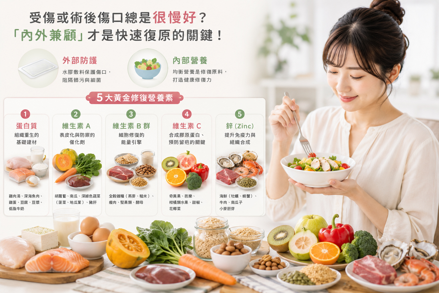 加速傷口癒合！必存「5 大黃金修復營養素」