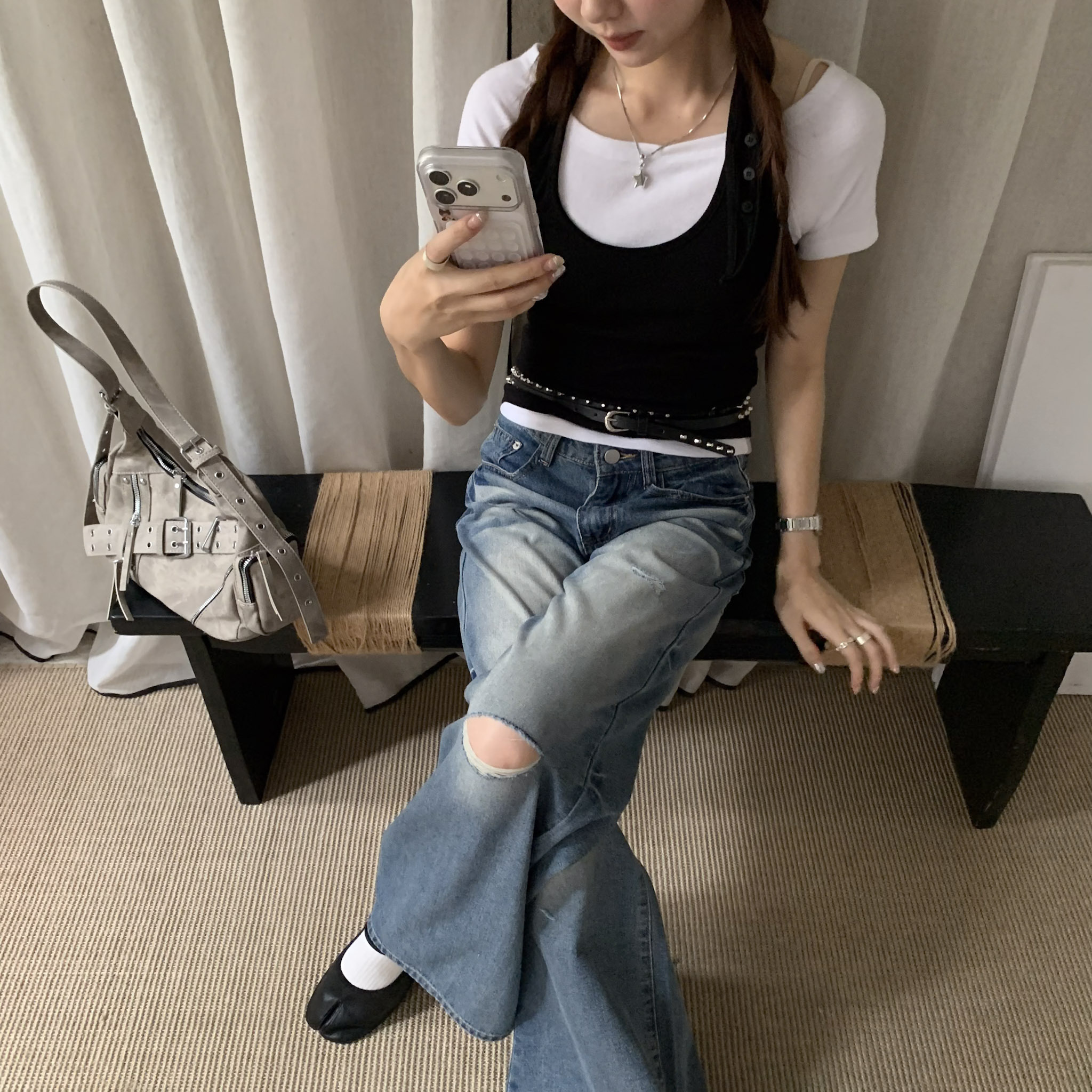 ISA_日常迷戀 掛脖排釦(1+1)寬領二件組_65087