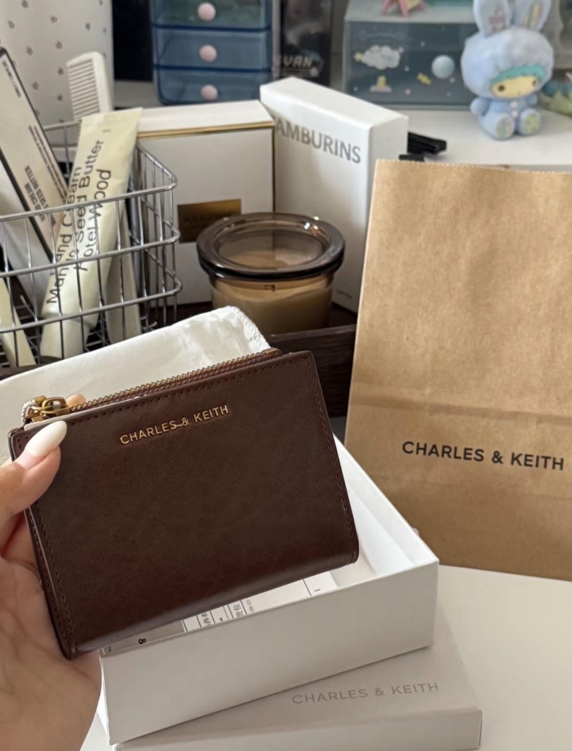 〈韓系歐膩感🤎〉Charles&Keith 小CK Harmonee 拉鍊 短錢包 兩色