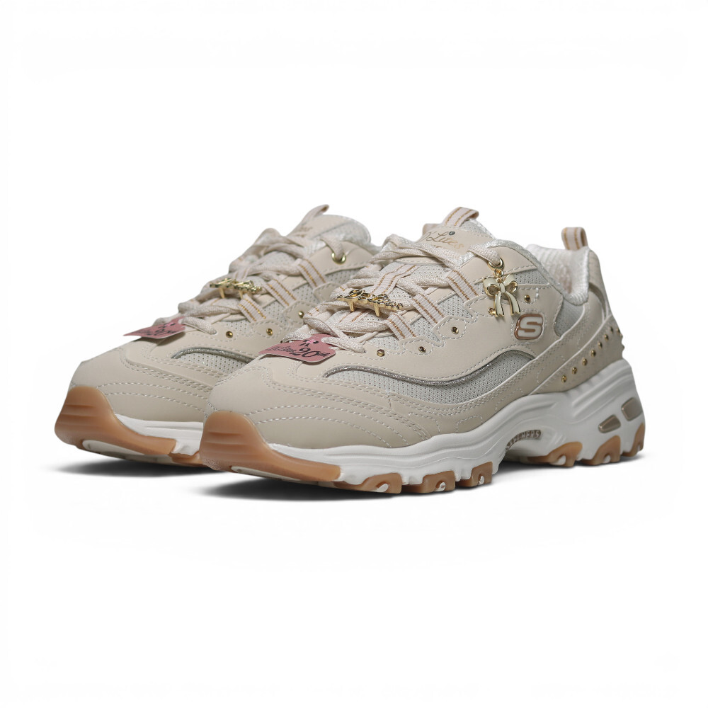 SKECHERS 休閒鞋 D LITE 奶茶色 蝴蝶結 寬楦 老爹鞋 女 150876WNTGD