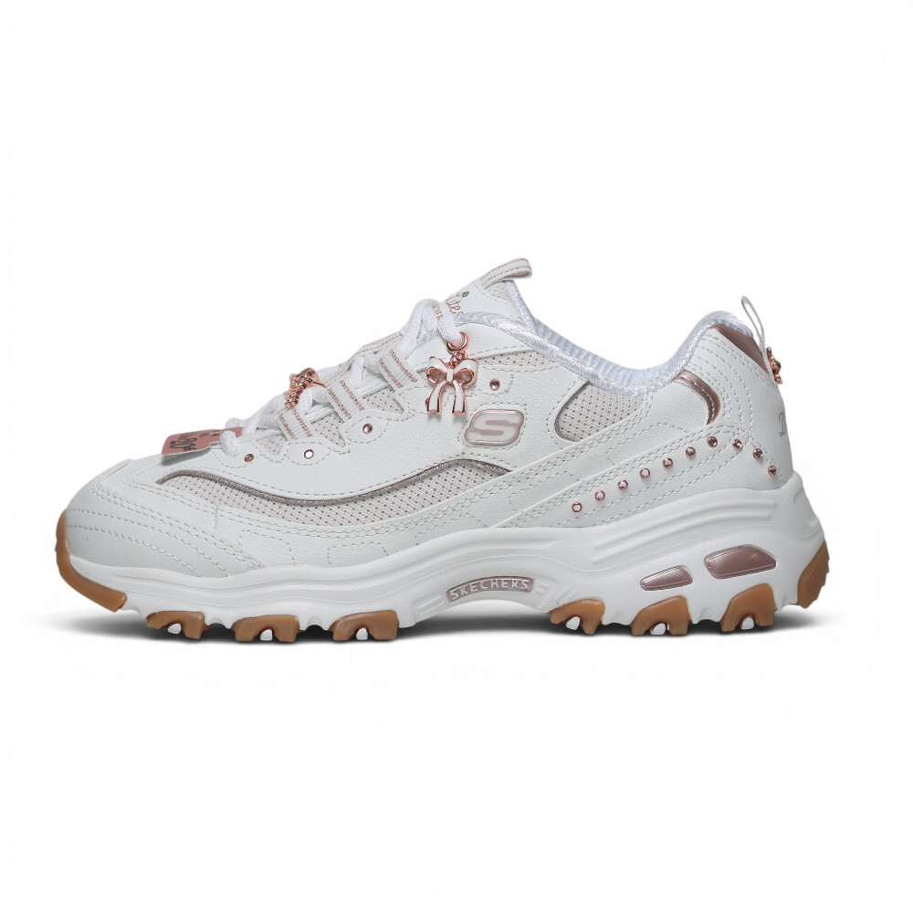 SKECHERS 休閒鞋 D LITE 白粉色 蝴蝶結 寬楦 老爹鞋 女 150876WWTRG