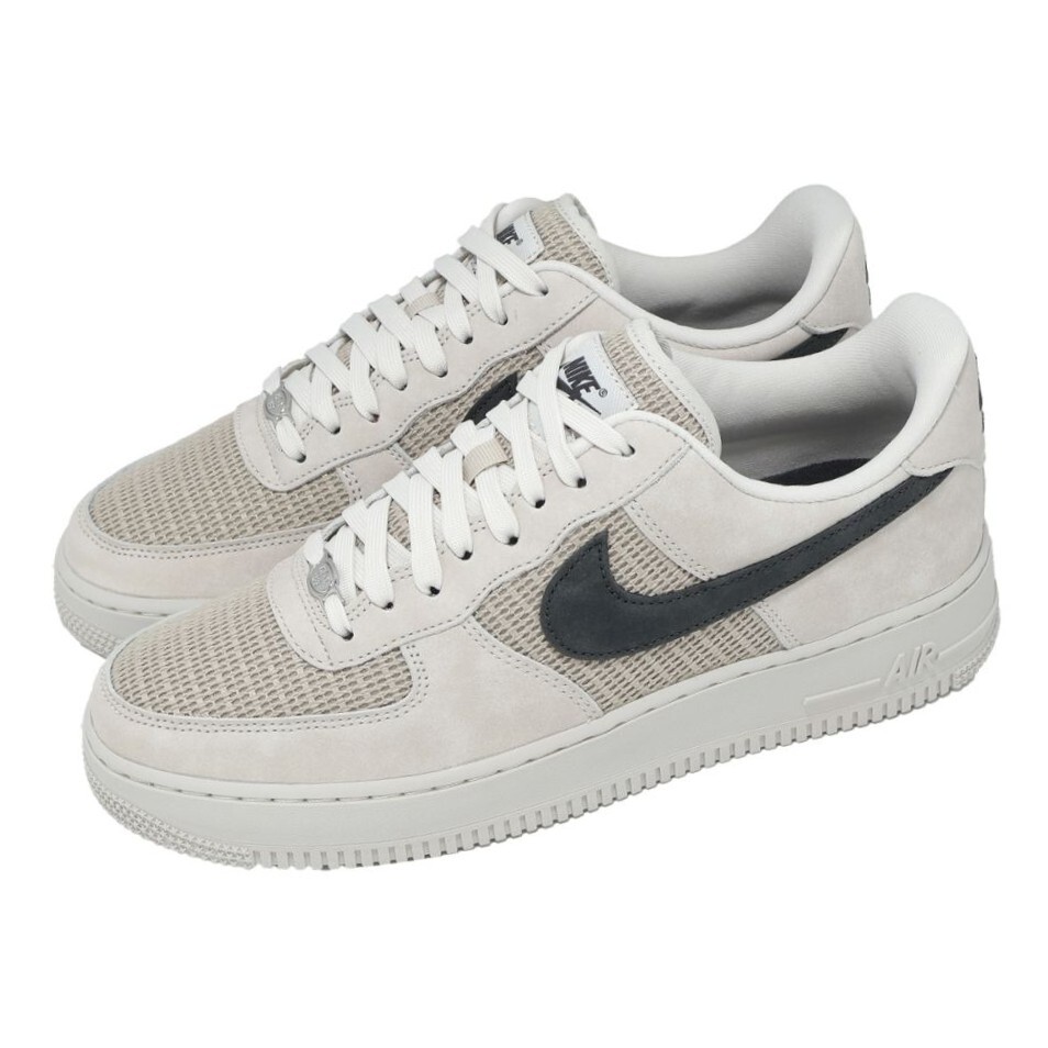 NIKE 休閒鞋 Air Force 1 07 LV8 麂皮 編織 米白黑勾 AF1 男 II9807-002