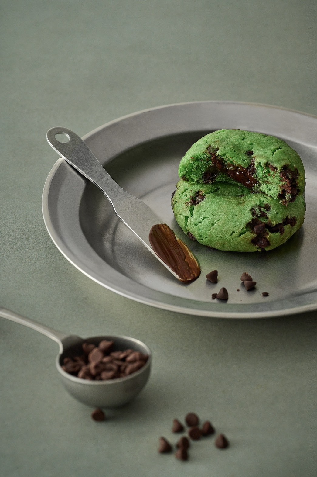 A soft-baked mint chocolate cookie with a rich molten chocolate center.