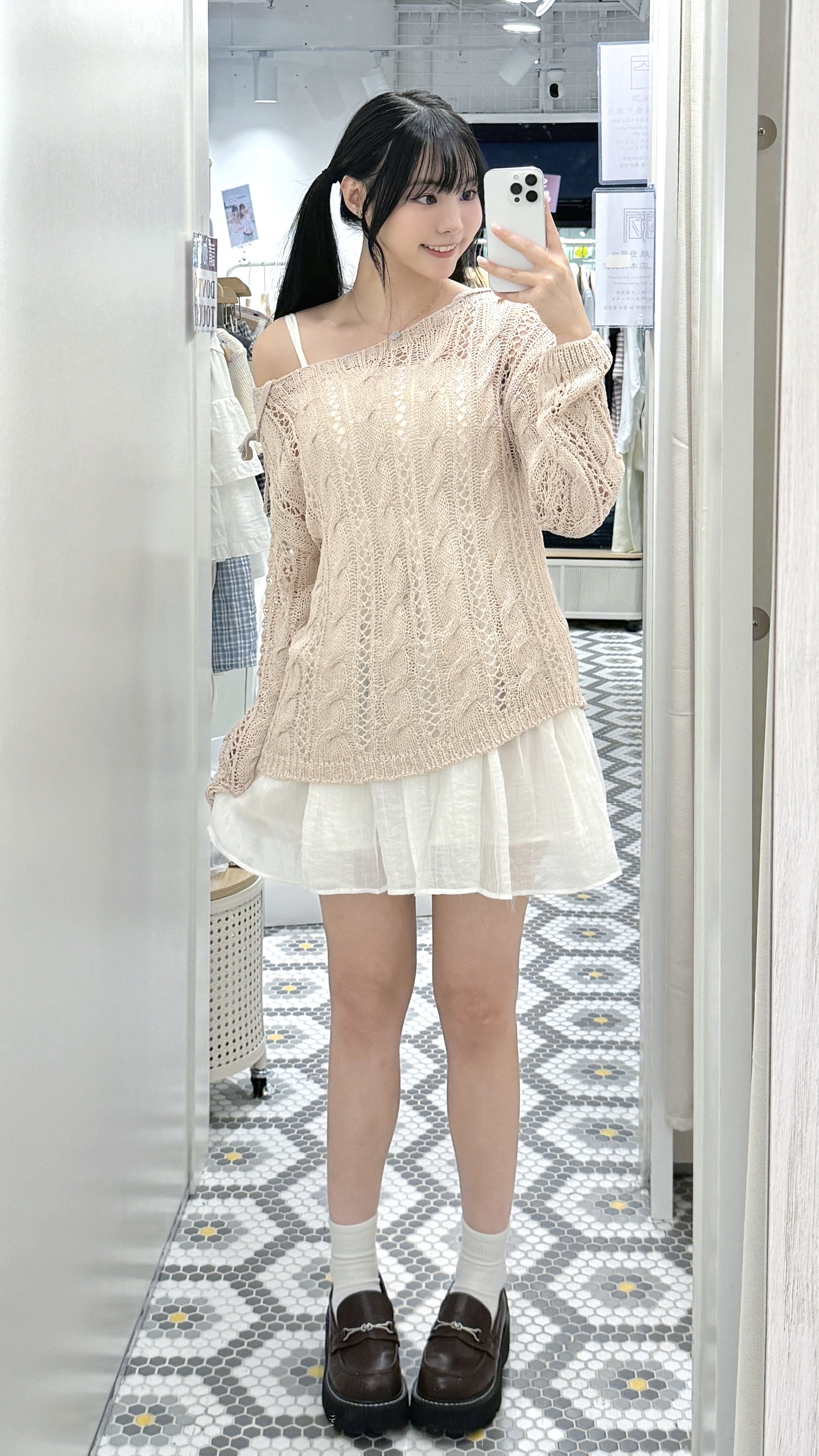 K0474｜小甜美麻花紋綁帶吊帶針織長袖上衣𓂃 𓈒𓏸🌸