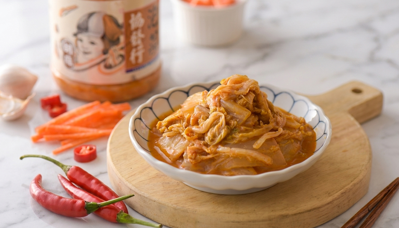 協發行日式胡麻泡菜特寫,呈現濃郁的深色芝麻醬完美包覆著清脆韓國大白菜,散發溫和日式和風質感。