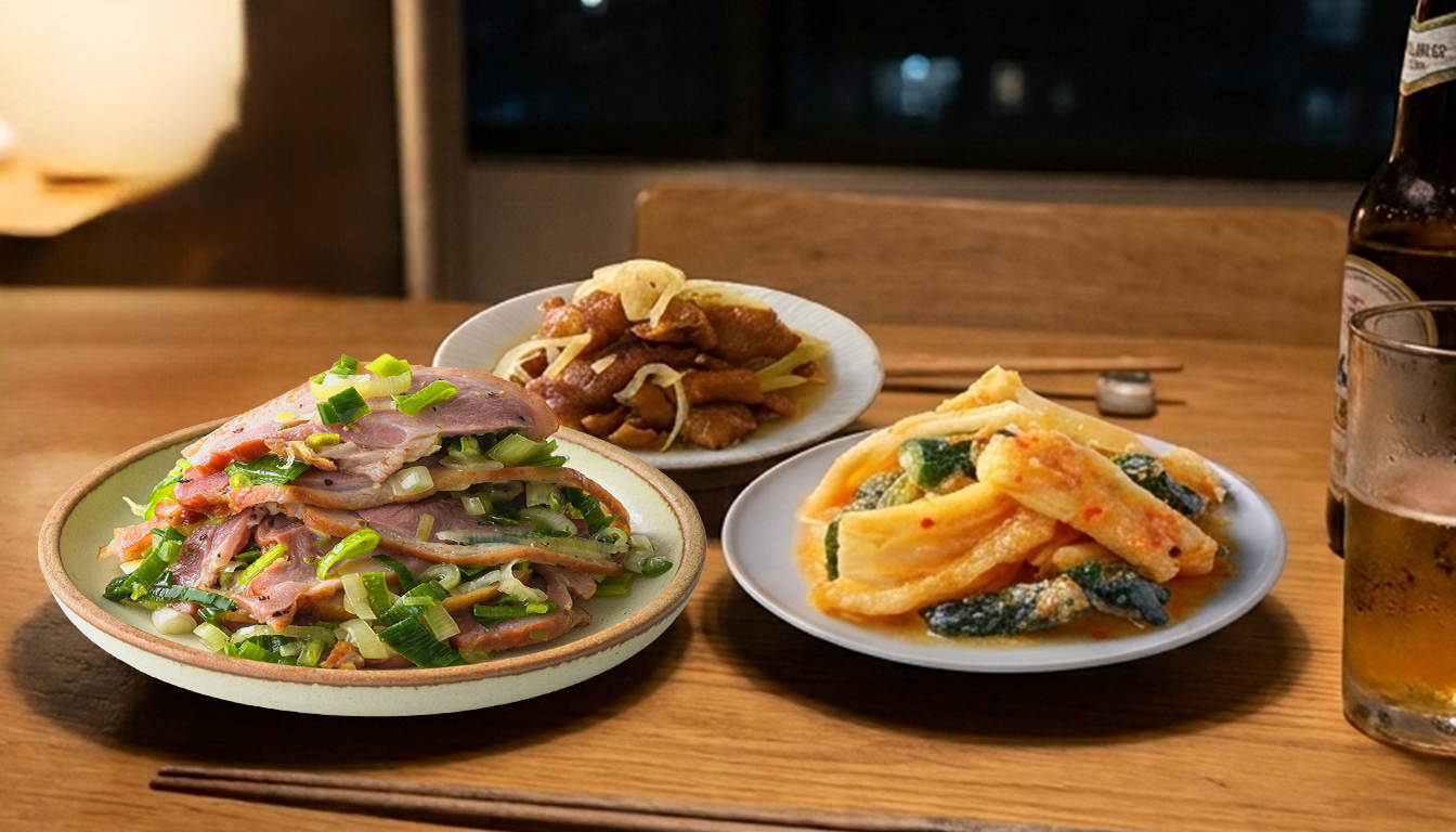 協發行泡菜開燻蒜苗鴨、泰式酸辣鳳爪、黃金鴨掌盤裝-深夜小酌居家餐桌擺盤