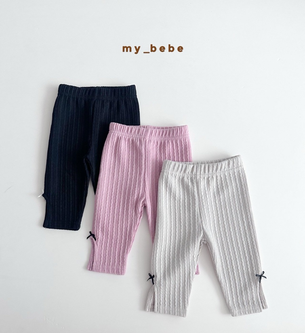正韓秋Mybebe 三色蝴蝶結開衩內搭褲
