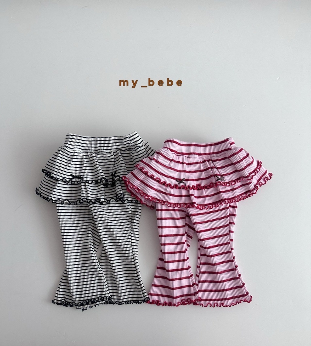 正韓秋Mybebe 雙層蛋糕假兩件喇叭褲