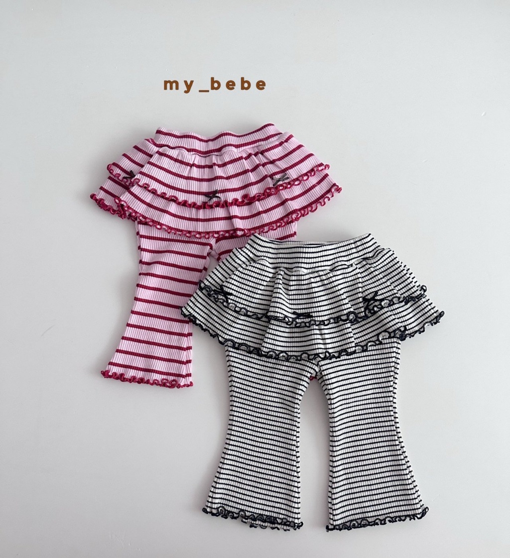 正韓秋Mybebe 雙層蛋糕假兩件喇叭褲