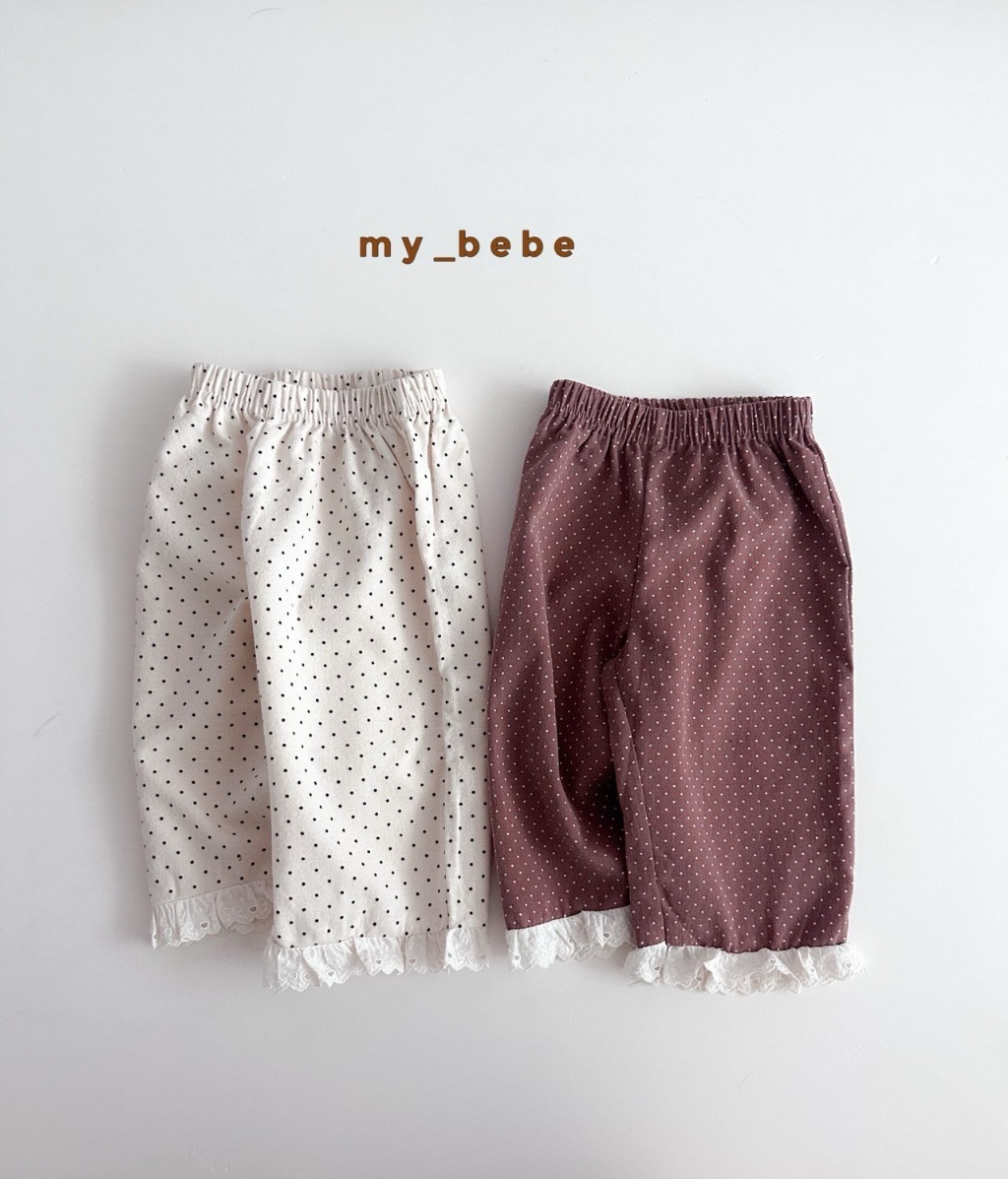 正韓秋Mybebe 巧克力牛奶點點寬褲