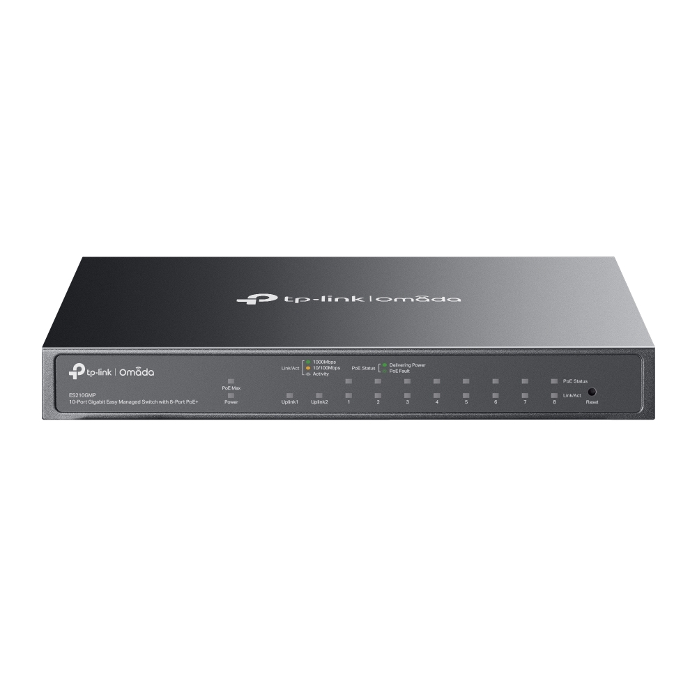 TP-Link Omada ES210GMP 10 埠 Gigabit 簡易管理型交換器｜8 埠 PoE+ 網絡交換器