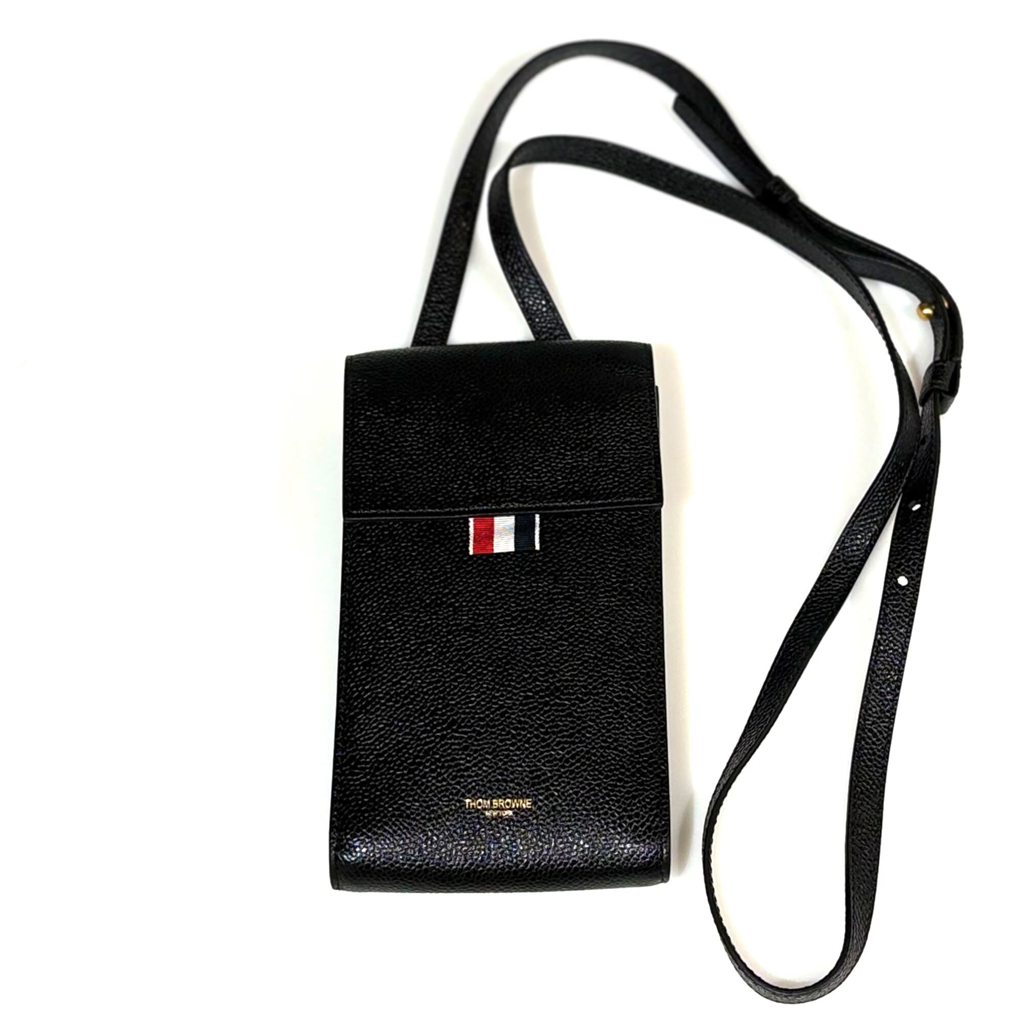 98%NEW THOM BROWNE 手機包  221235568 黑色荔枝牛皮 #香榭站正品