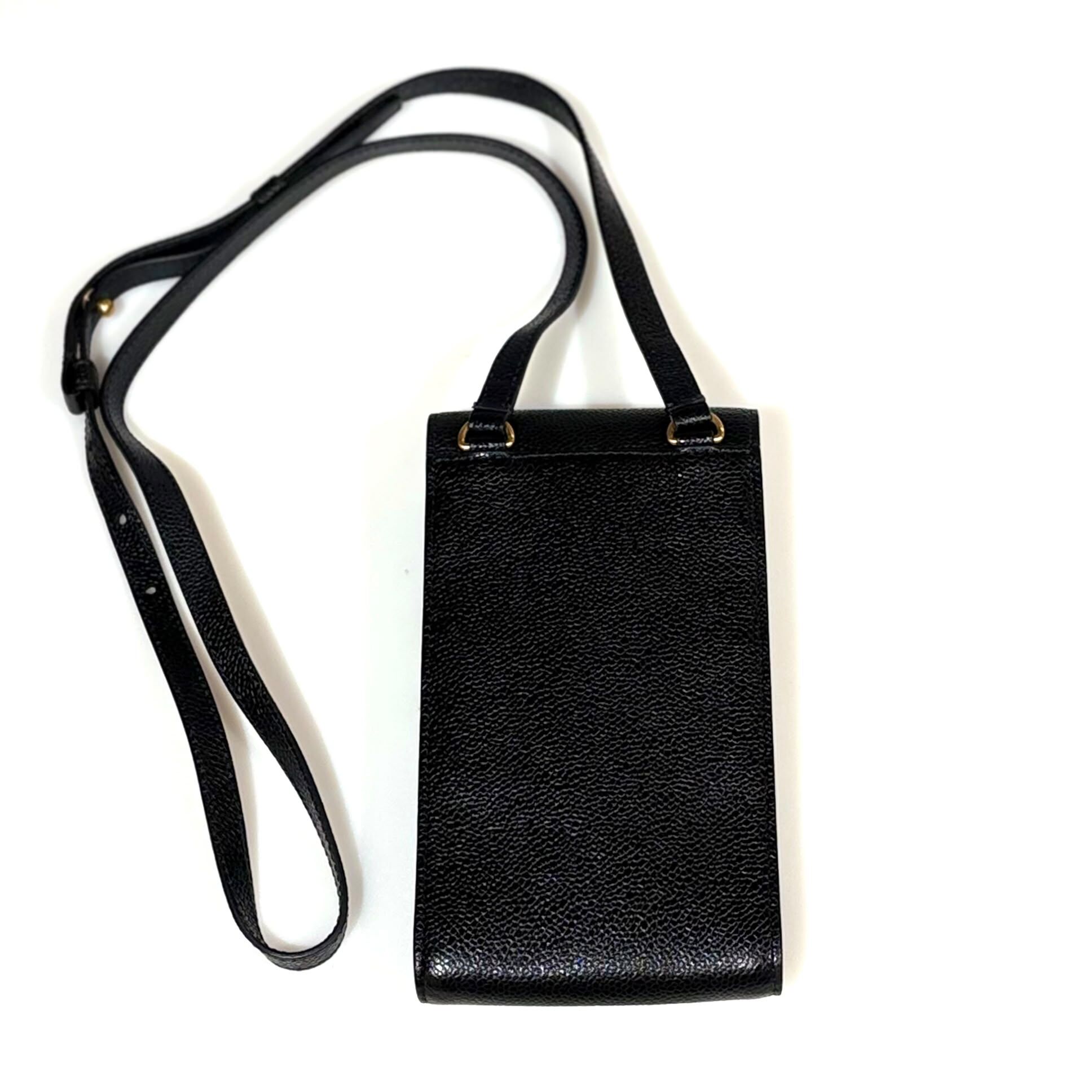 98%NEW THOM BROWNE 手機包  221235568 黑色荔枝牛皮 #香榭站正品