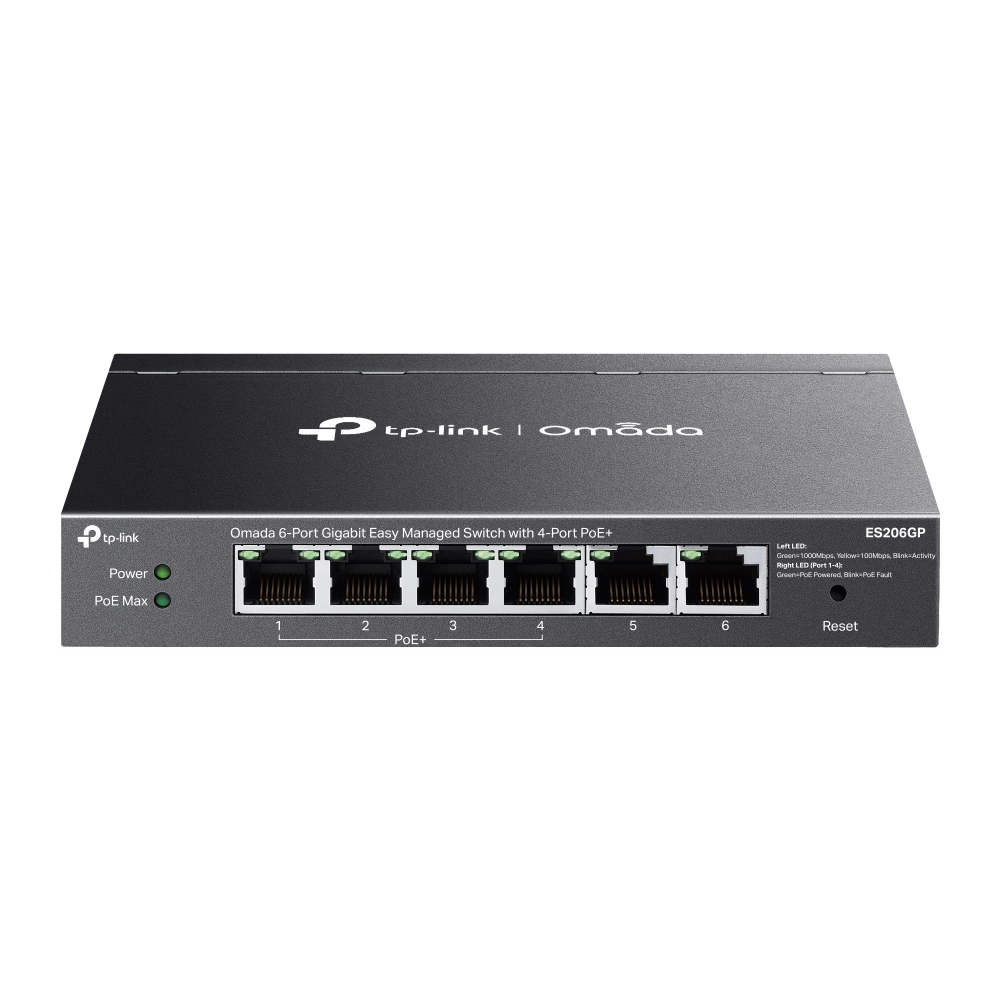 TP-Link Omada ES206GP 6 埠 Gigabit 簡易管理型交換器｜4 埠 PoE+ 網絡交換器