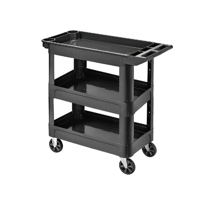 【台灣製造】KT-7025F《標準型工作車》黑 工作車 手推車 工具車 餐車  修車廠必備 工具收納 效率加速