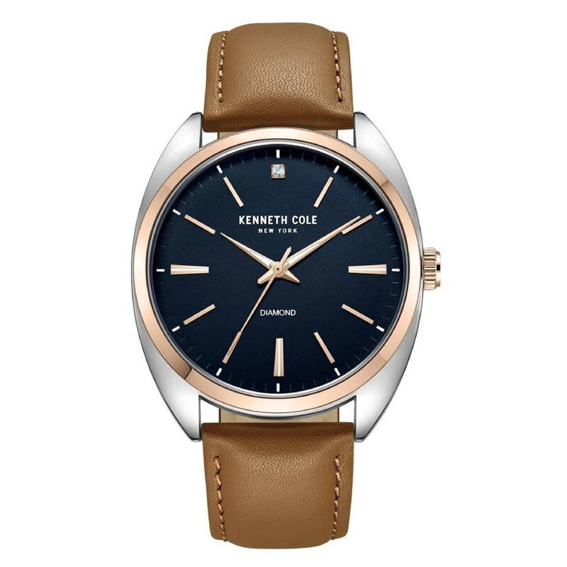 【預購】Kenneth Cole H073170 男裝鑽石石英手錶 (皮革錶帶)