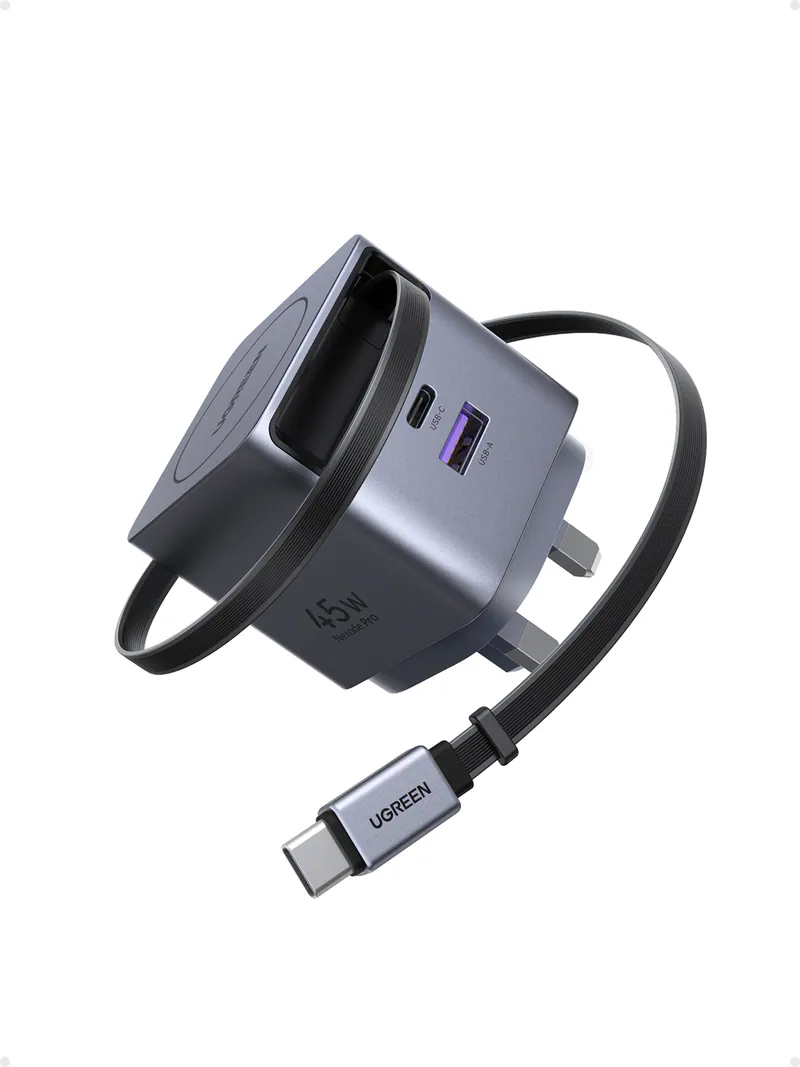 UGREEN Nexode Pro 45W GaN Fast Charger with Retractable Cable - X614-65823 - Grey