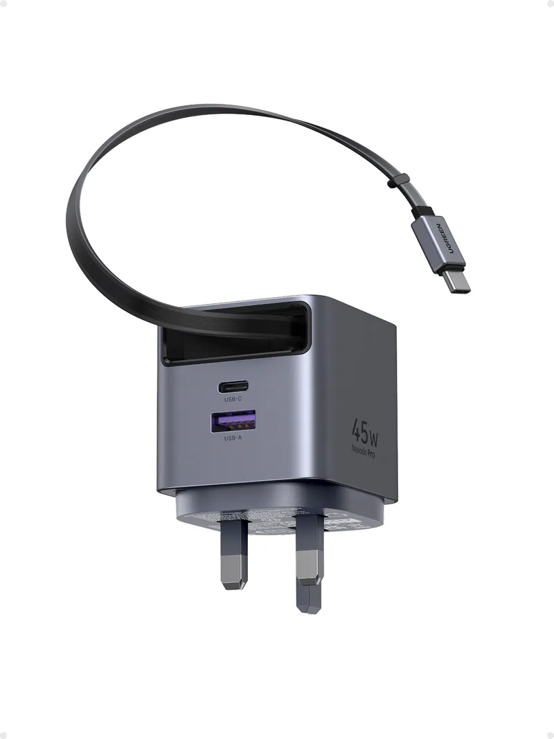 UGREEN Nexode Pro 45W GaN Fast Charger with Retractable Cable - X614-65823 - Grey
