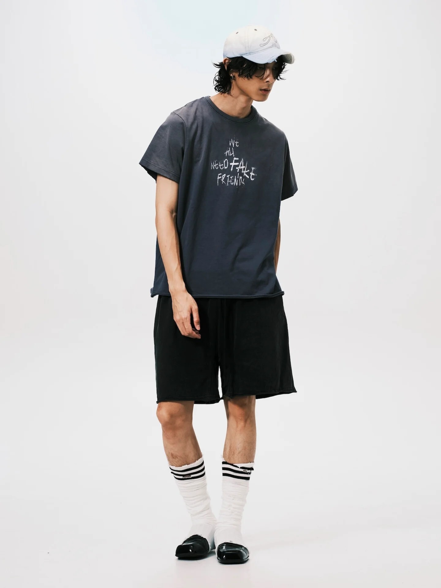 ANOWHEREMAN WANFF PRINT OVERSIZE TEE 漸層 水洗 磨破 短T 短袖