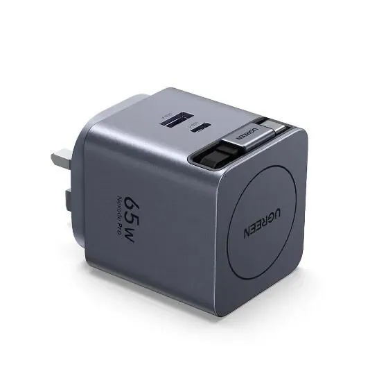 UGREEN Nexode Pro 65W GaN Fast Charger with Retractable Cable - X615-65826 - Silver