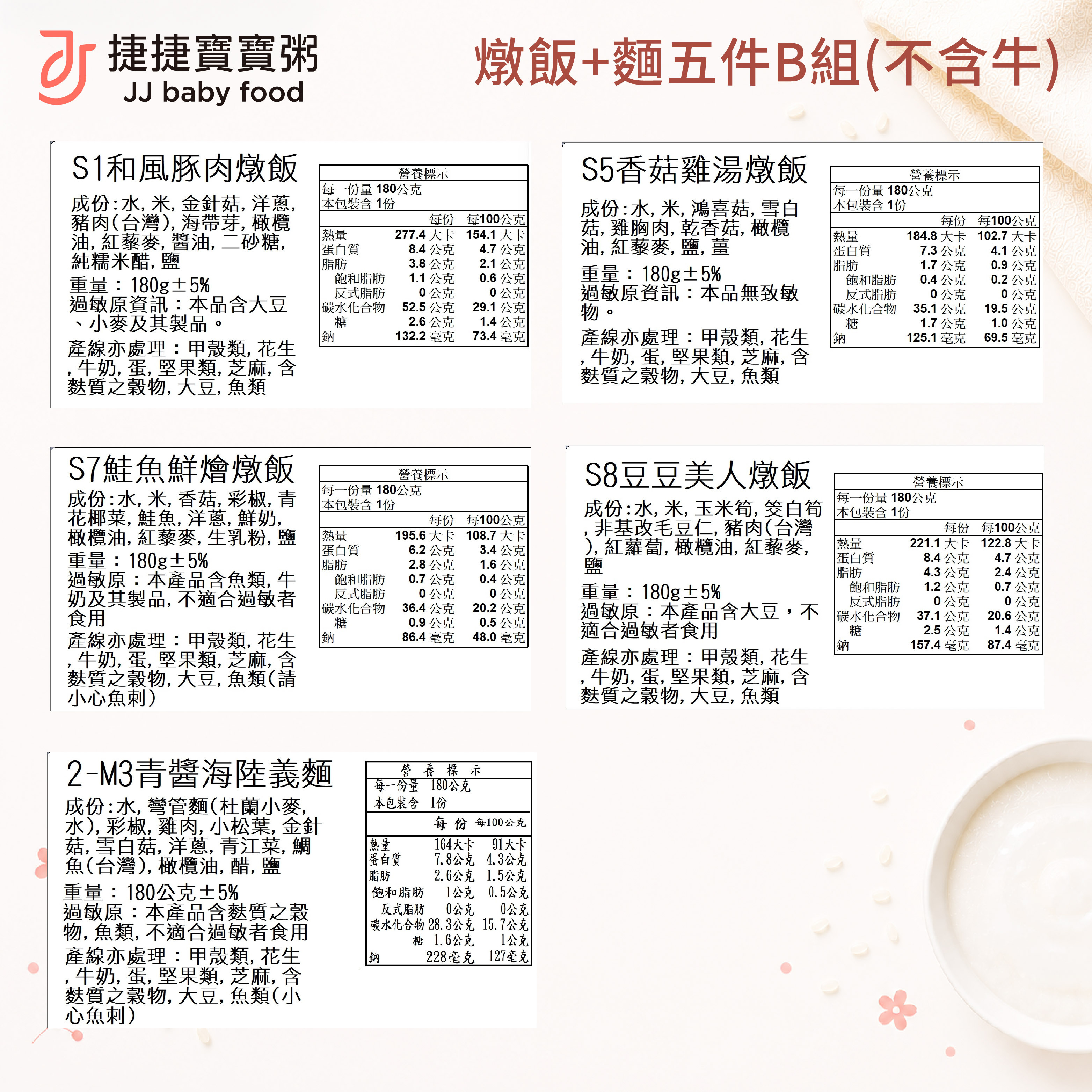 (新)寶寶副食品-G-S2-02B燉飯+麵五件B組(不含牛)