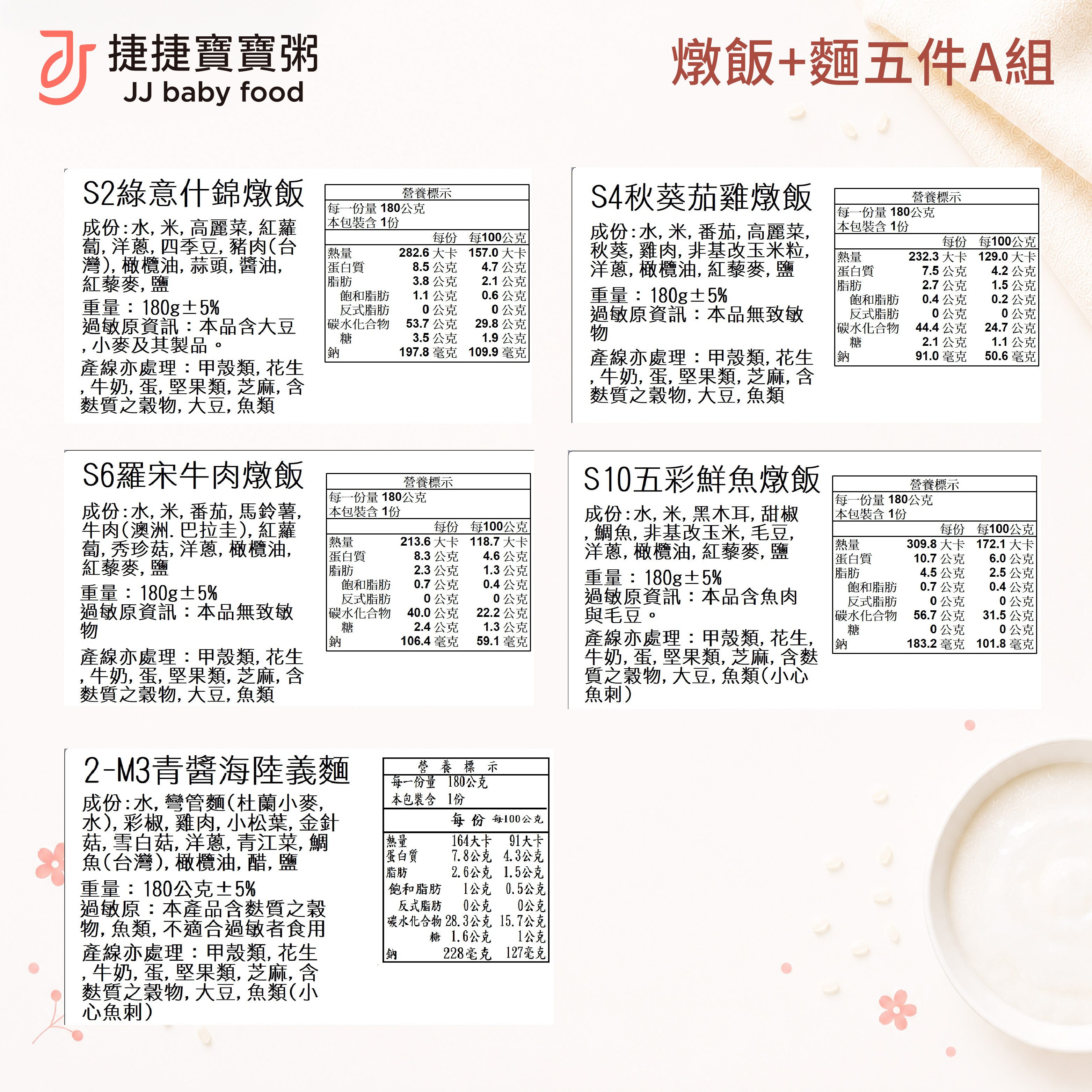 寶寶副食品-G-S2-02A燉飯+麵五件A組