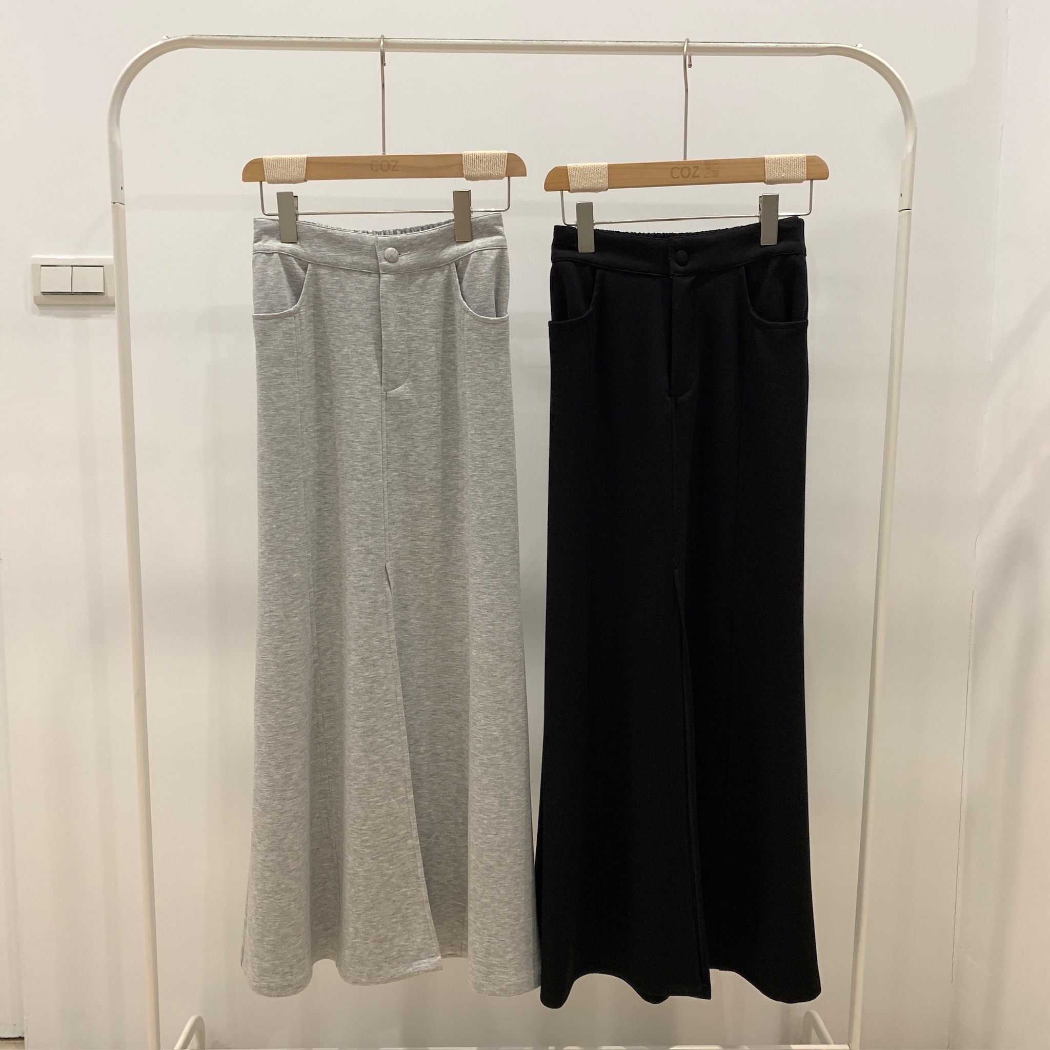 (樣板) 包布釦前開叉棉質魚尾裙 (2色)_29569
