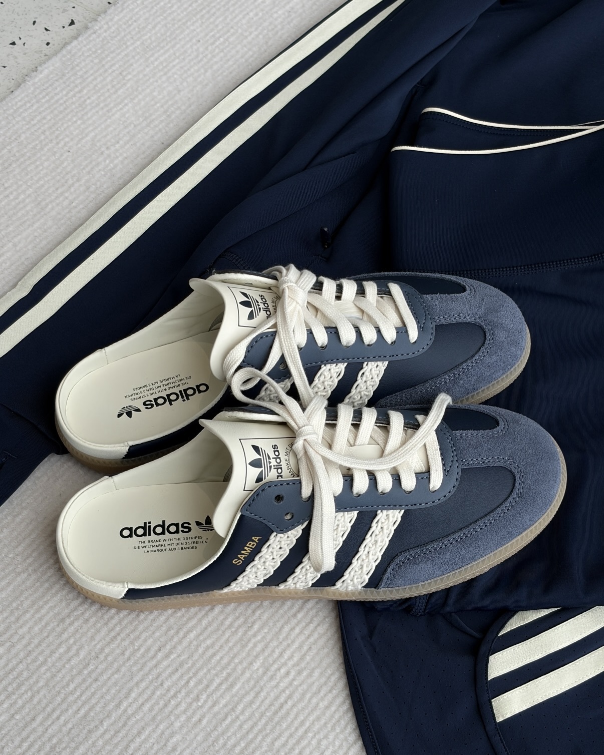 ADIDAS ORIGINAL SAMBA MULE 海軍藍奶油 深藍 焦糖底 編織設計 穆勒鞋 懶人鞋 拖鞋 涼鞋 女鞋 HP5053 / 調貨