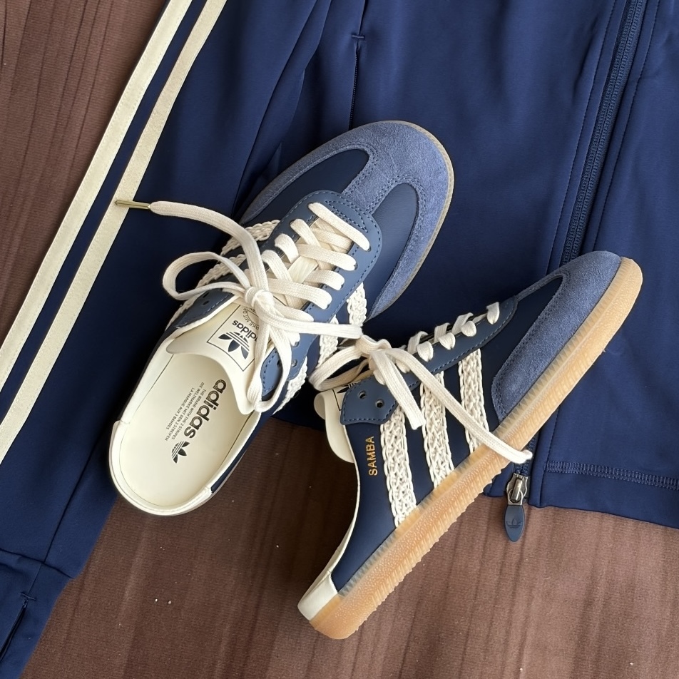 ADIDAS ORIGINAL SAMBA MULE 海軍藍奶油 深藍 焦糖底 編織設計 穆勒鞋 懶人鞋 拖鞋 涼鞋 女鞋 HP5053 / 調貨