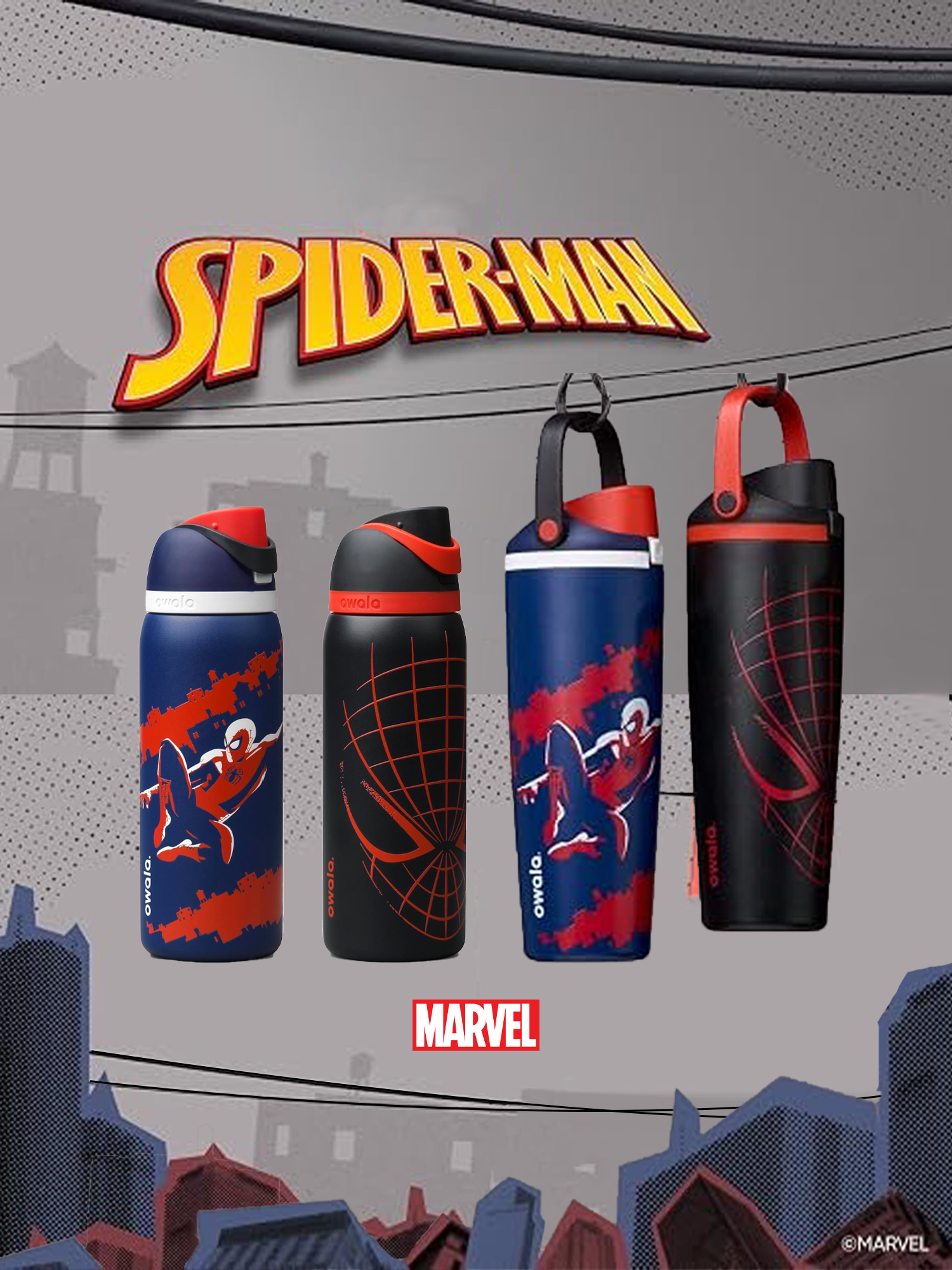 【預購】美國 Owala X Spider-Man 蜘蛛人系列 聯名款 水壺 吸管杯 手柄提把 保溫杯 30oz / 887ml ; 32oz 946ml