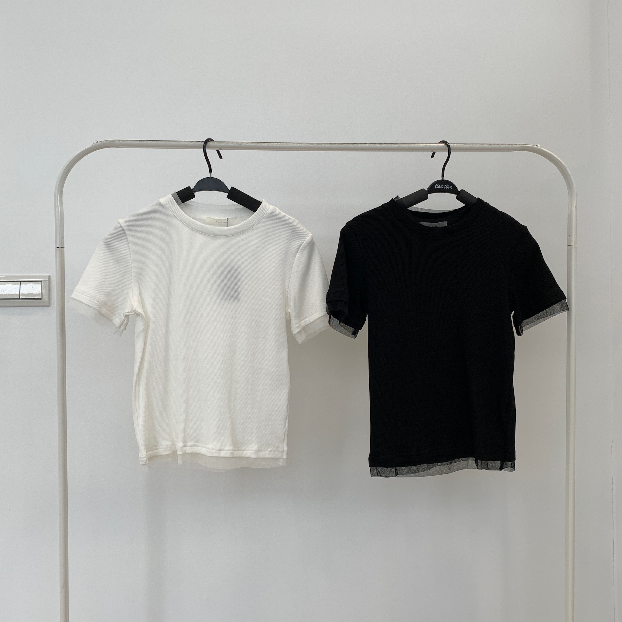(樣板) 圓領羅紋拚紗tee (2色) _6412