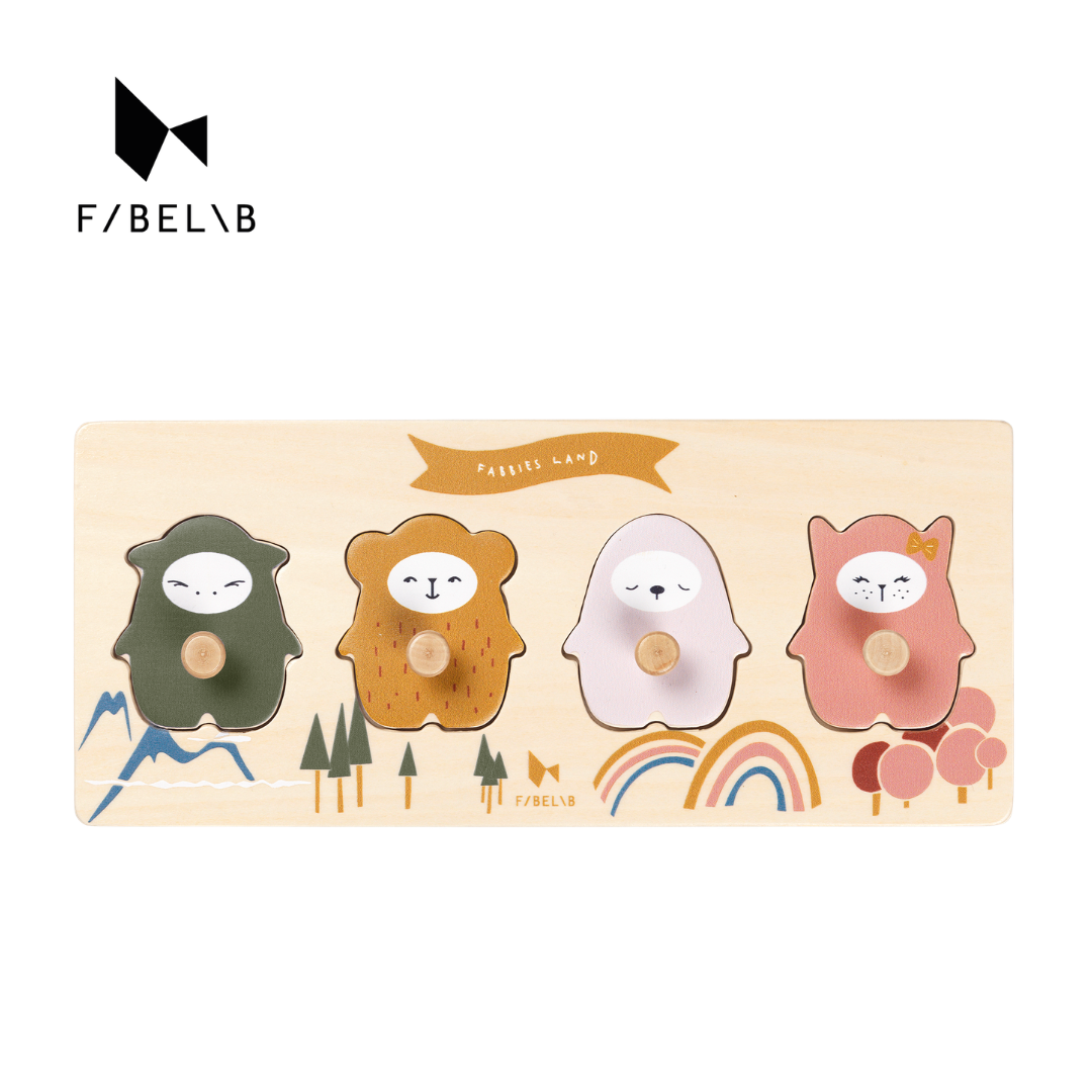 Fabelab 幼幼手抓拼圖(木質四隻動物款)