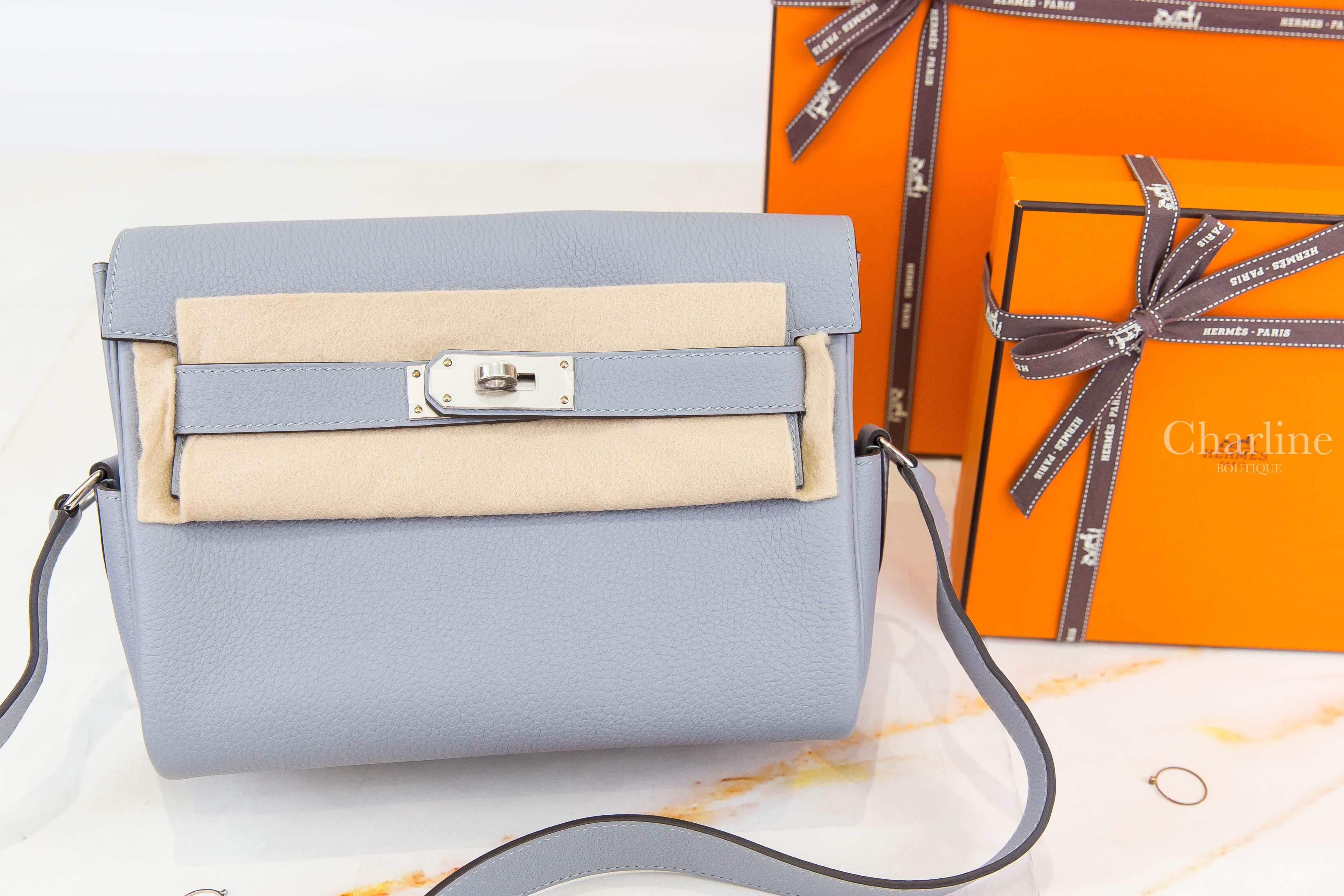 Hermès Kelly Messenger PM P0 Gris Pantin Veau Togo 木偶灰銀釦小型肩背包