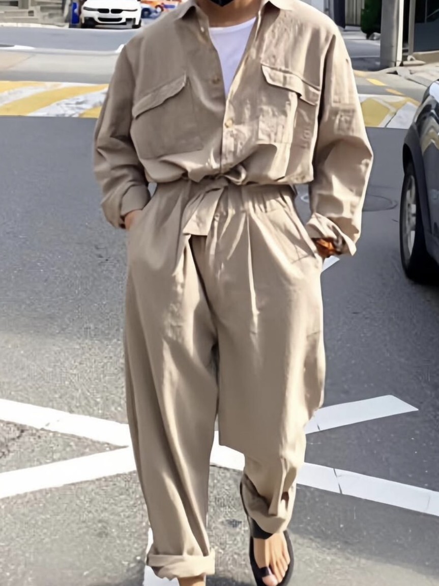 薄料棉麻街頭連身褲