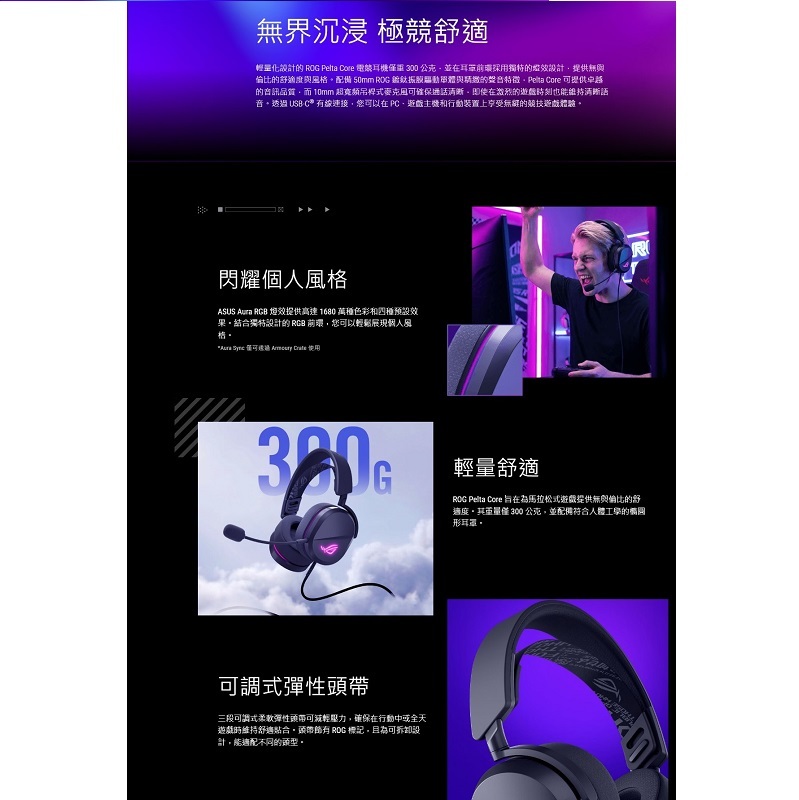 ASUS 華碩 ROG Pelta Core 有線電競耳機/90YH04E0-BHUA00