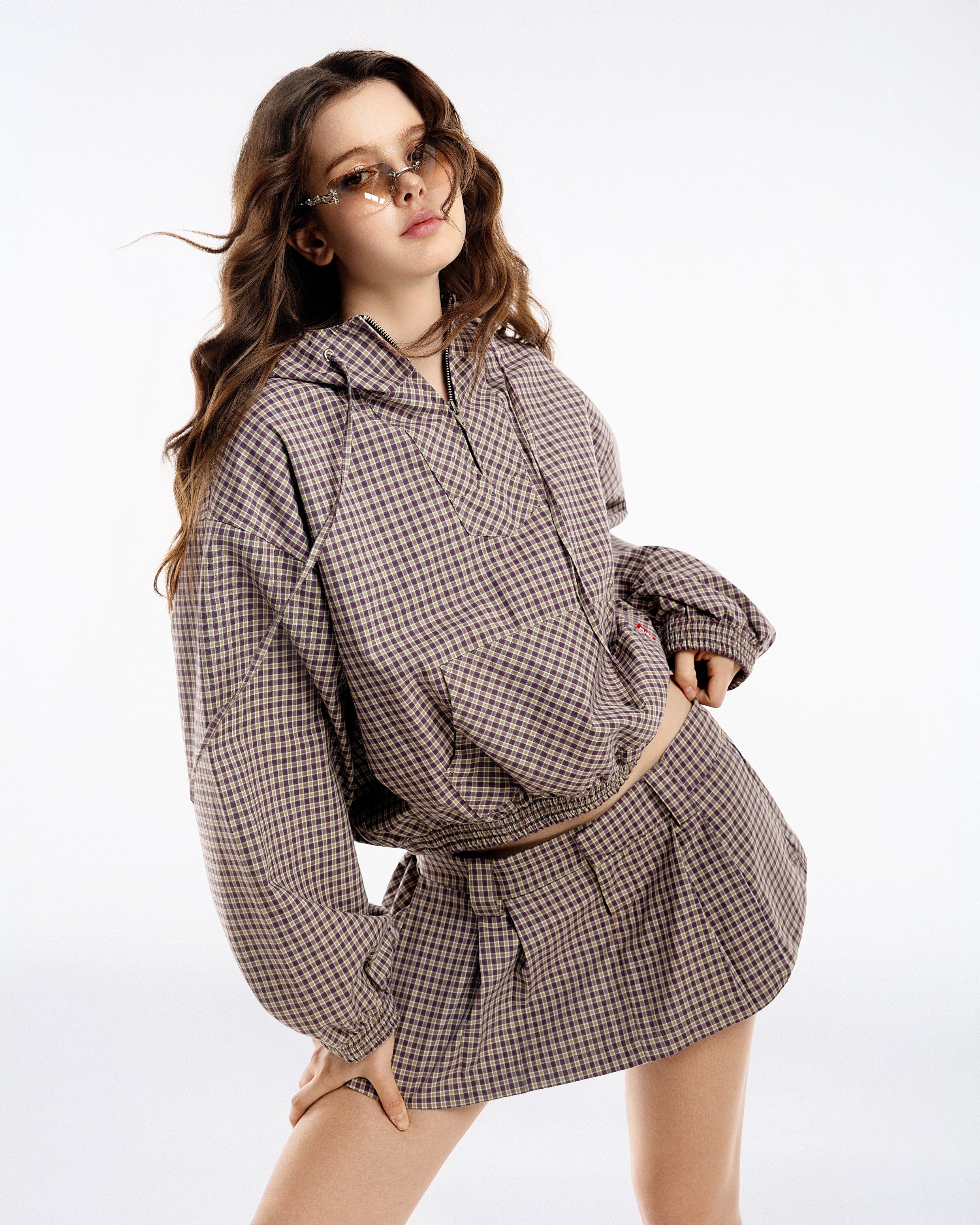 『越南連線🇻🇳』PushPush - 格紋半拉鍊連帽T GINGHAM HALF-ZIP HOODIE