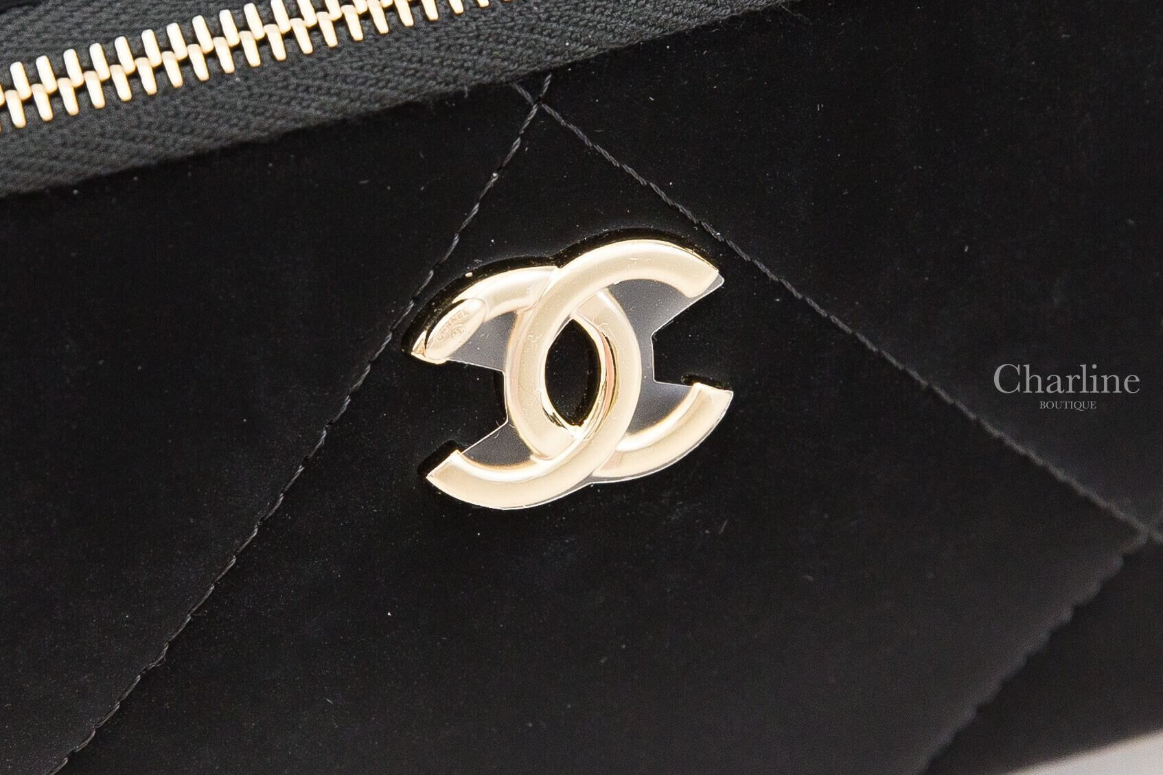 Chanel Clutch With Chain 黑色金CC金鍊星星鏡子掛飾絲絨大菱格紋肩背包