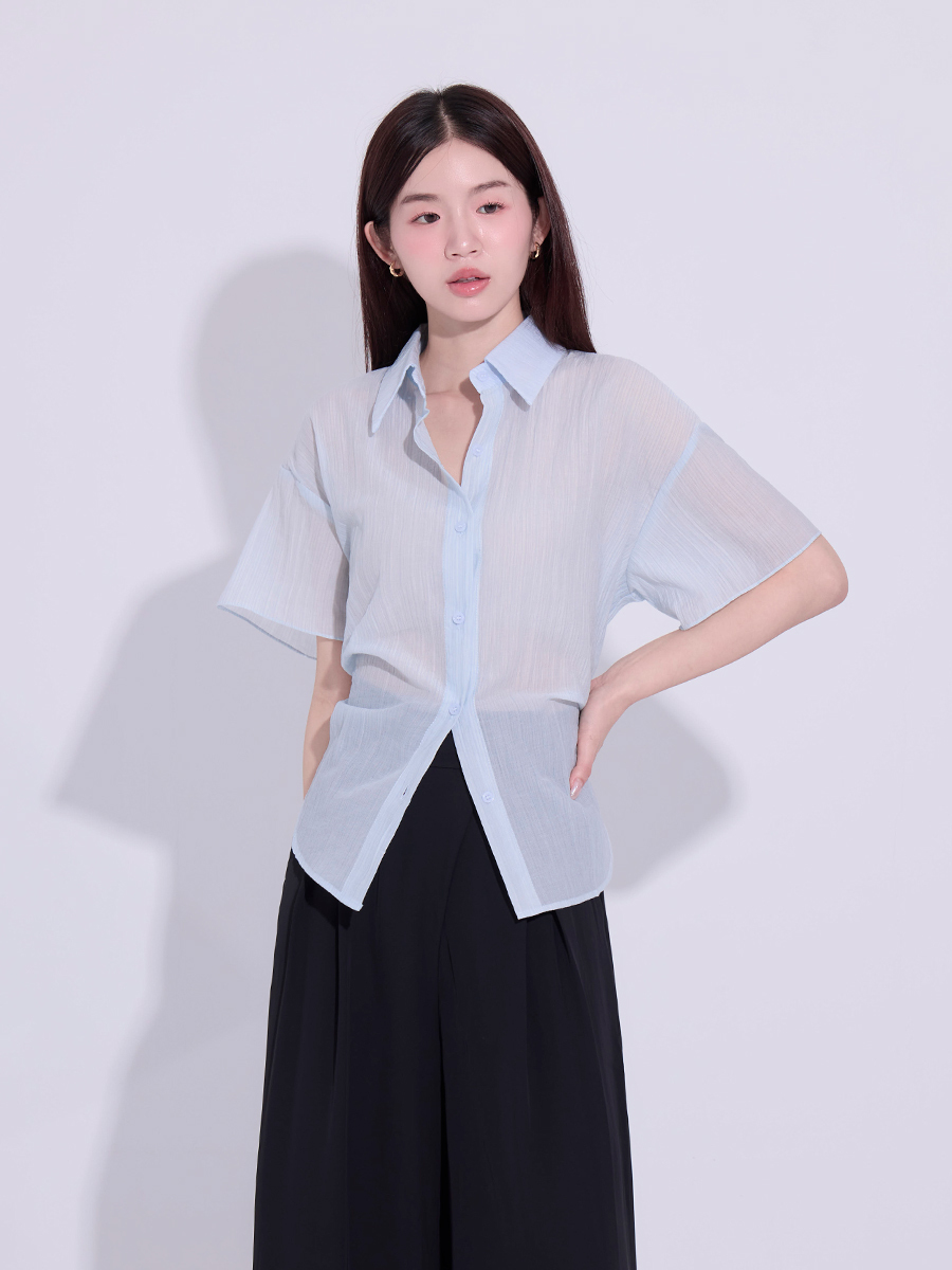 SALE 800 OH!HER 木紋綁帶天絲造型襯衫